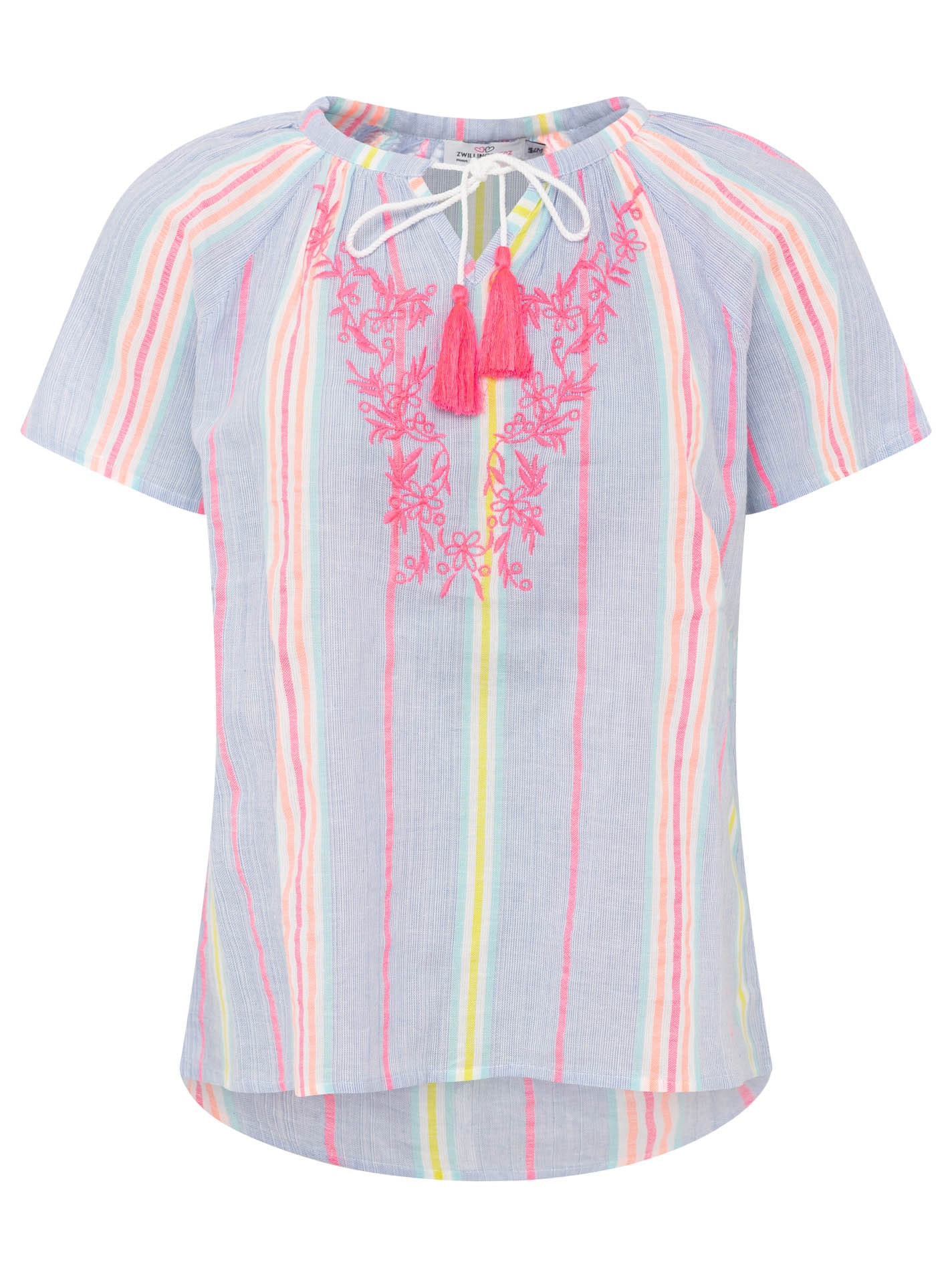 Zwillingsherz Kurzarmbluse »"Summer Stripes"« Streifen, Tunnelzug und Tasseln, kurzarm