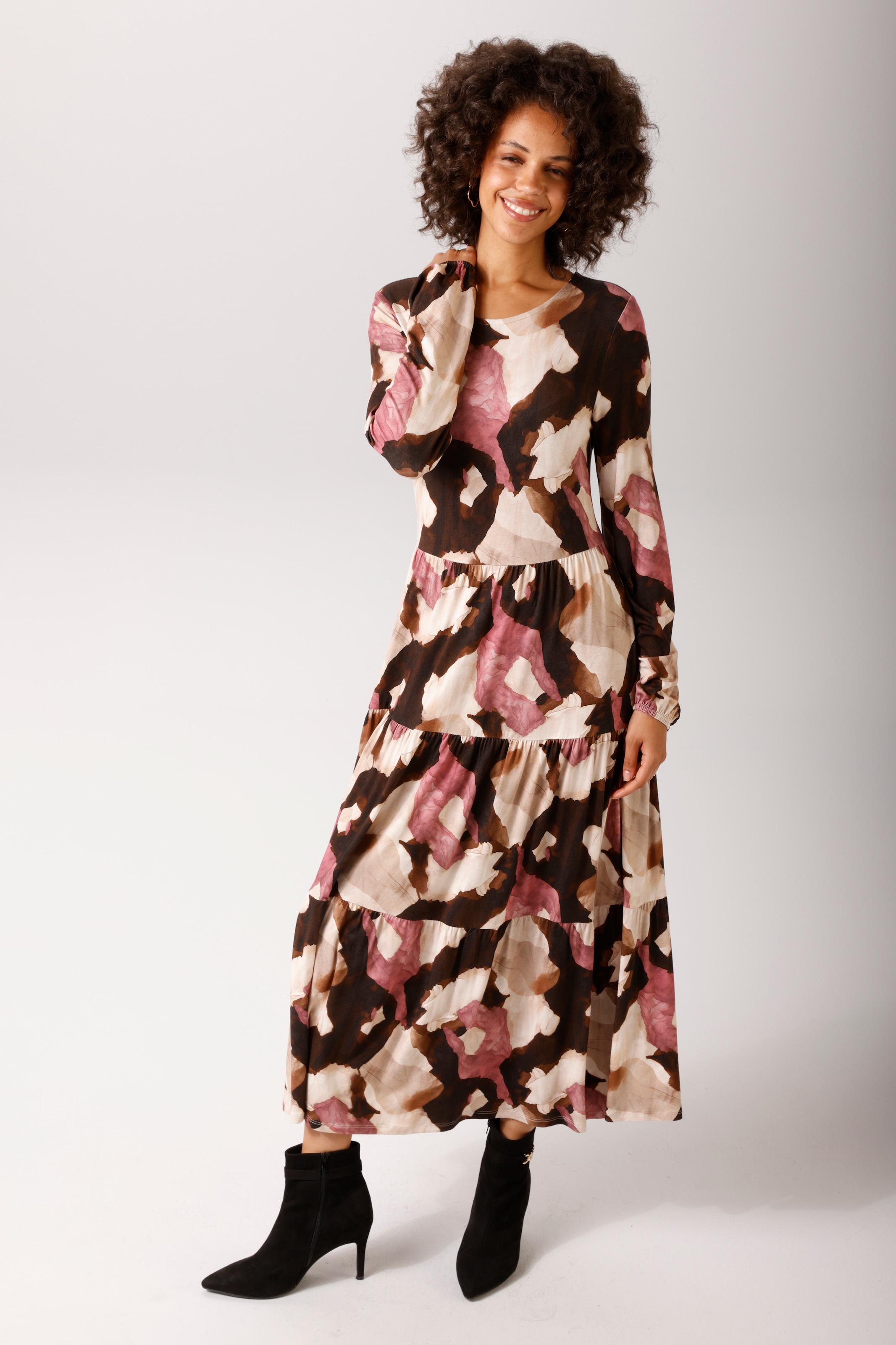 Aniston CASUAL Midikleid mit grafischem Batik-Druck - jedes Teil ein Unikat - NEUE KOLLEKTION