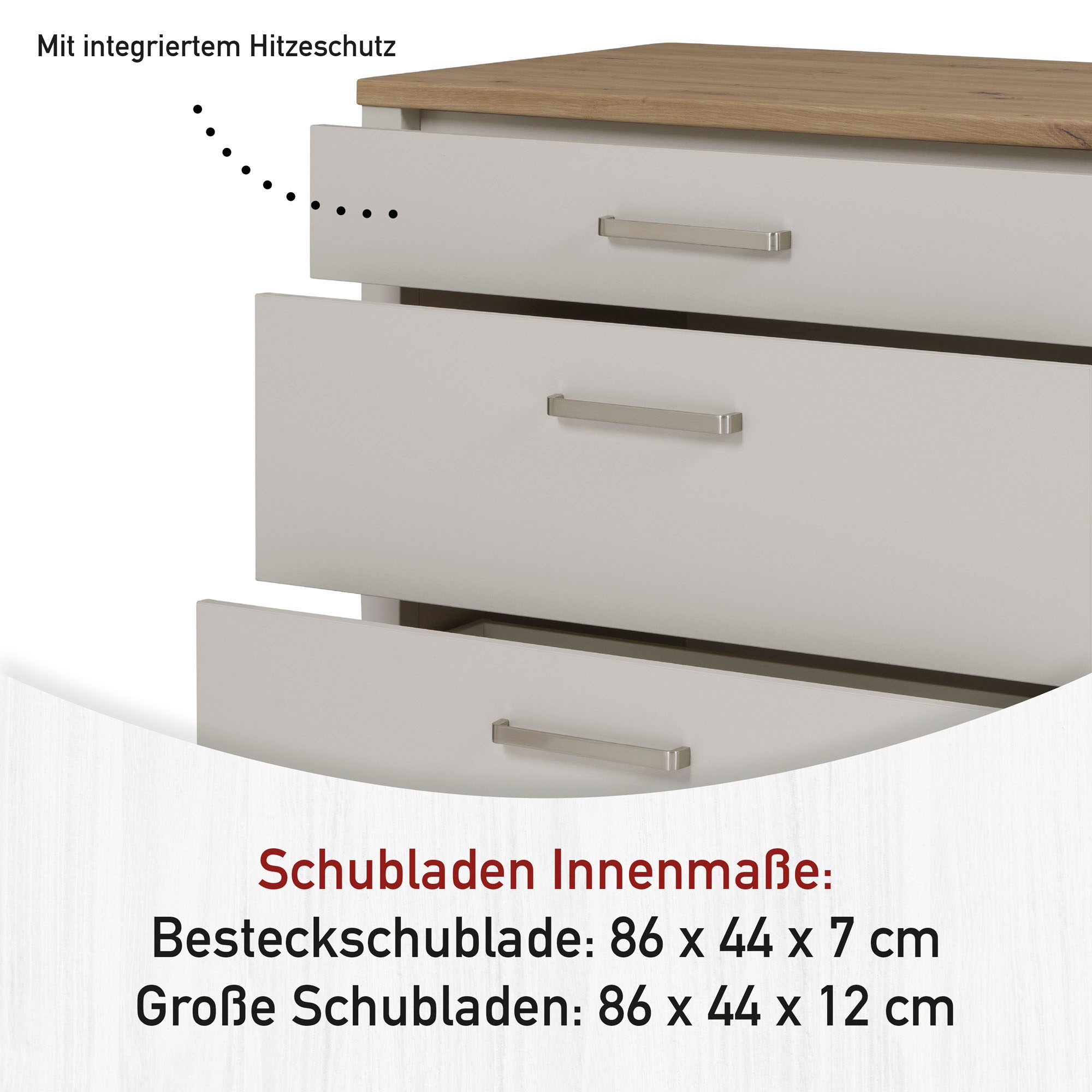 Inter Link Küchenzeile »Pienza, Einbauküche, Küchenblock, Küchenmodul, Kompaktküche« Ohne E-Geräte für Spülmaschine Kochfeld Backofen Kühlschrank B: 300 cm