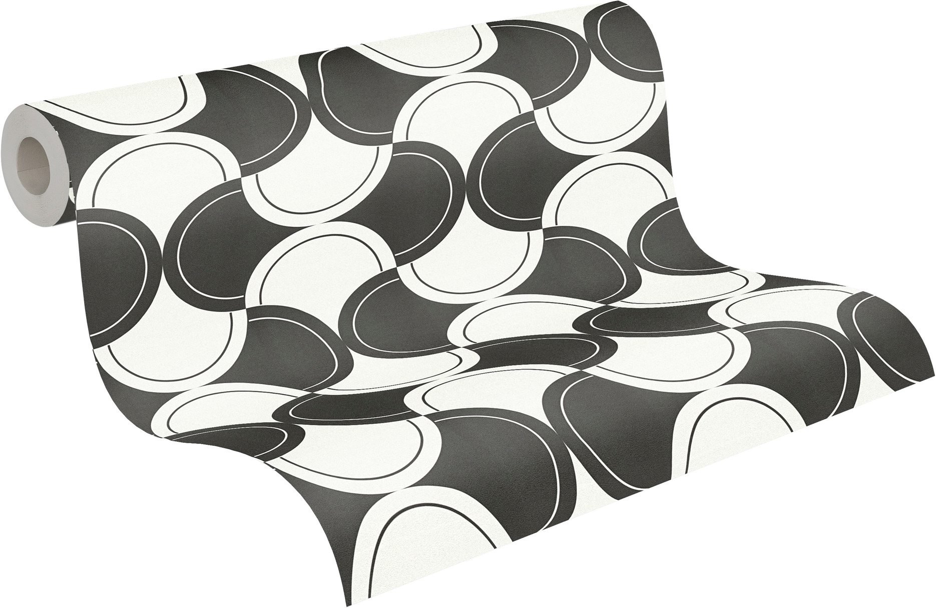 living walls »LIMITED – Retro Kreise« Retro | Schwarz-Weiß | geometrisch leicht strukturiert Kontrastreiche Kreise und Bögen im grafischen Seventies-Stil