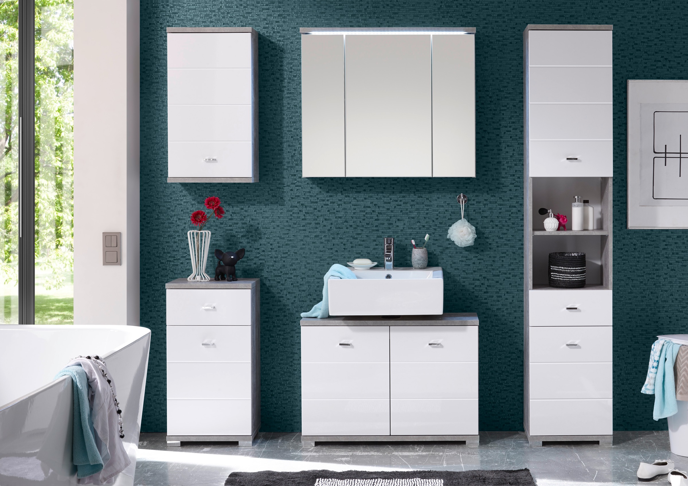 BASIC by Balculina Badmöbel-Set "Pool" 5 Stk. tlg. günstig online kaufen