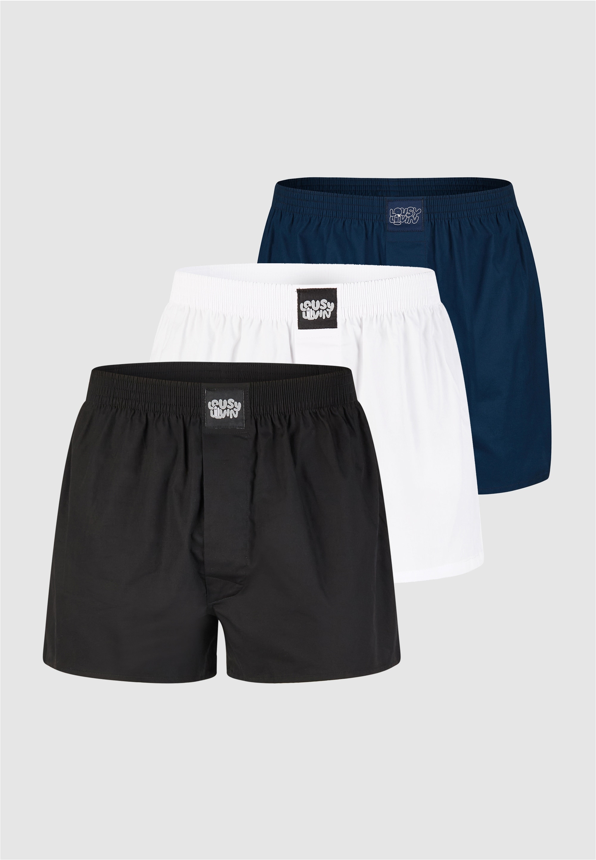 Lousy Livin Boxershorts »3Pack Boxershorts Plain 3 Pack«, 3er-Pack mit lockerem Schnitt