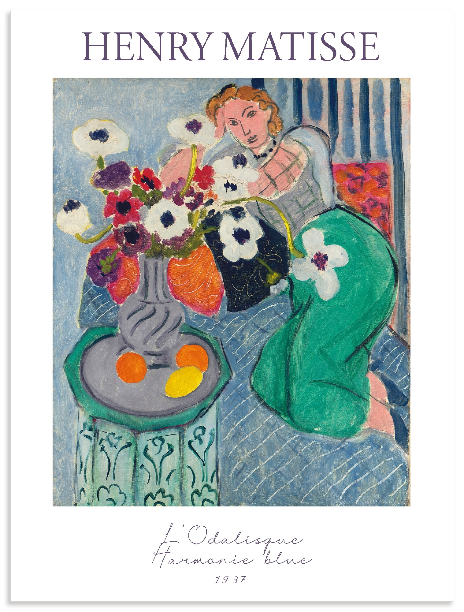 Wandbild ARTLAND "L'Odalisque, Harmonie blue. 1937", farbe bild(er): blau, B:30cm H:40cm, Alu Dibond, Bilder, als Alubild, Leinwandbild, Poster, Wandaufkleber in verschied. Größen