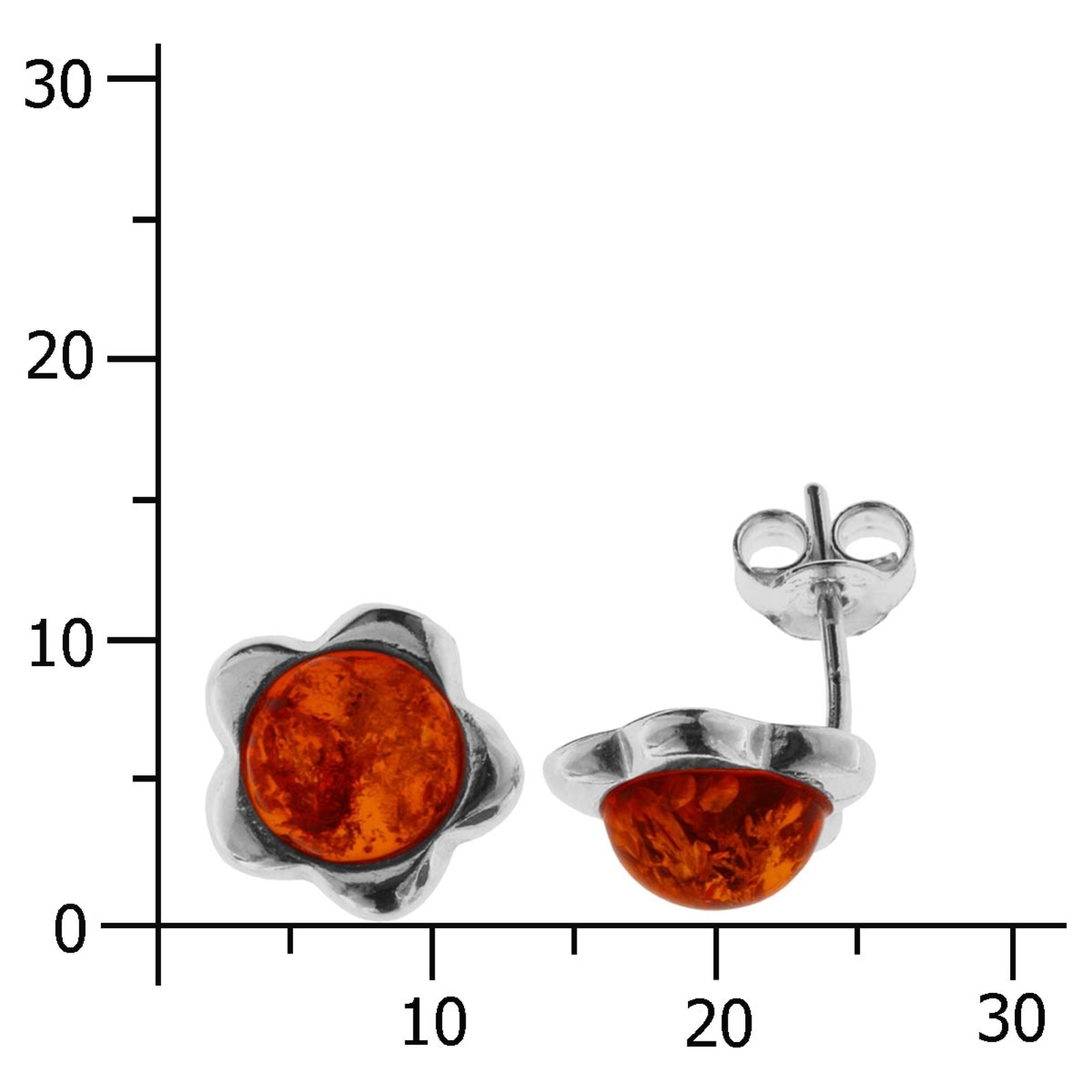 OSTSEE-SCHMUCK Paar Ohrstecker »- Blüte - Silber 925/000 - Bernstein«