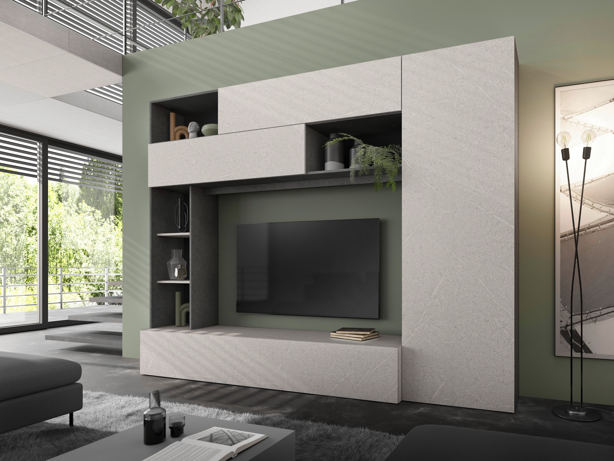 INOSIGN Wohnwand »PRATO, Breite 272 cm, Höhe 210 cm, Kompakt-Wohnwand,«, Mediawand, Schrankwand, moderne u. grifflose Optik, viel Stauraum