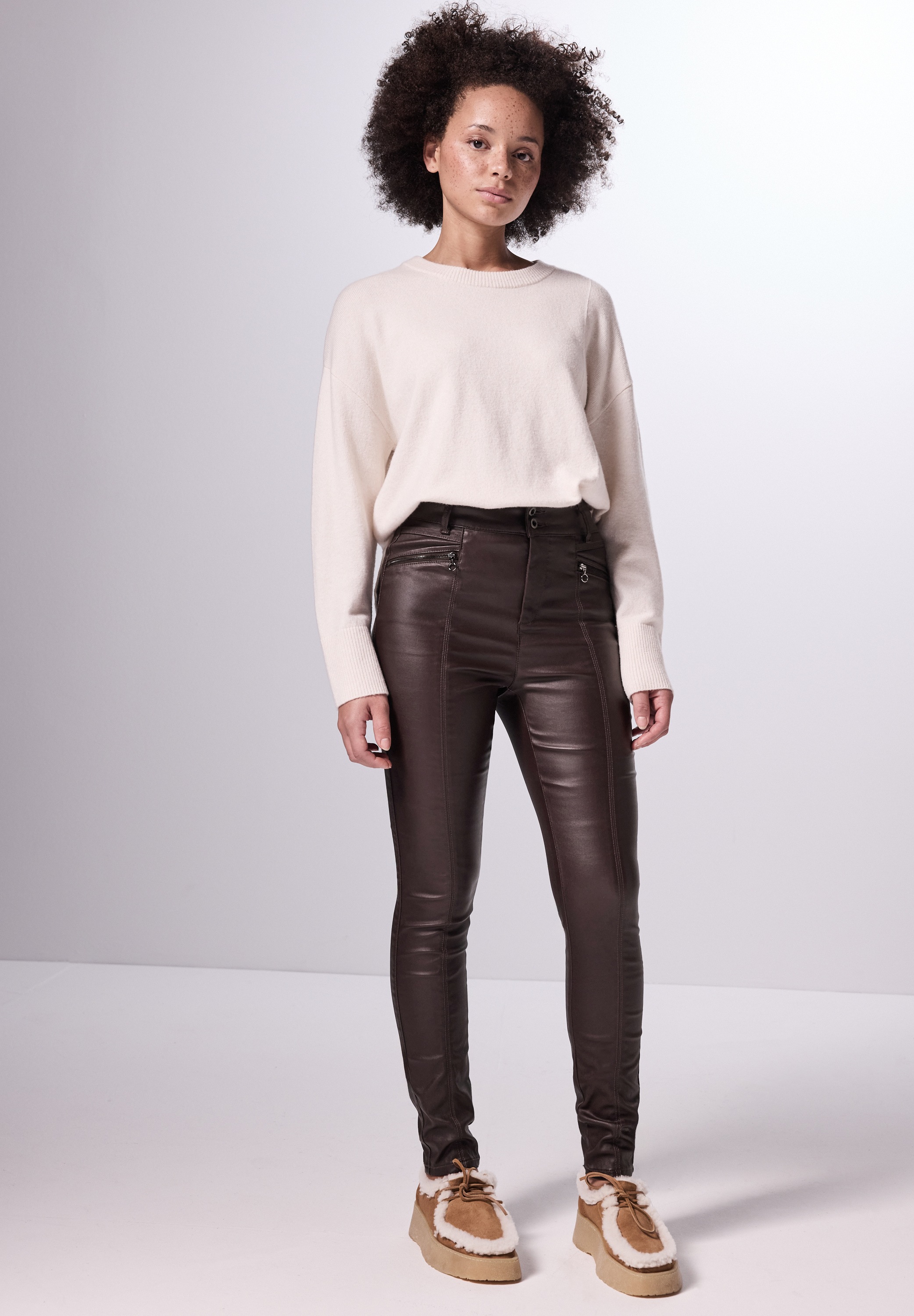 STREET ONE STUDIO Lederimitathose  High Waist