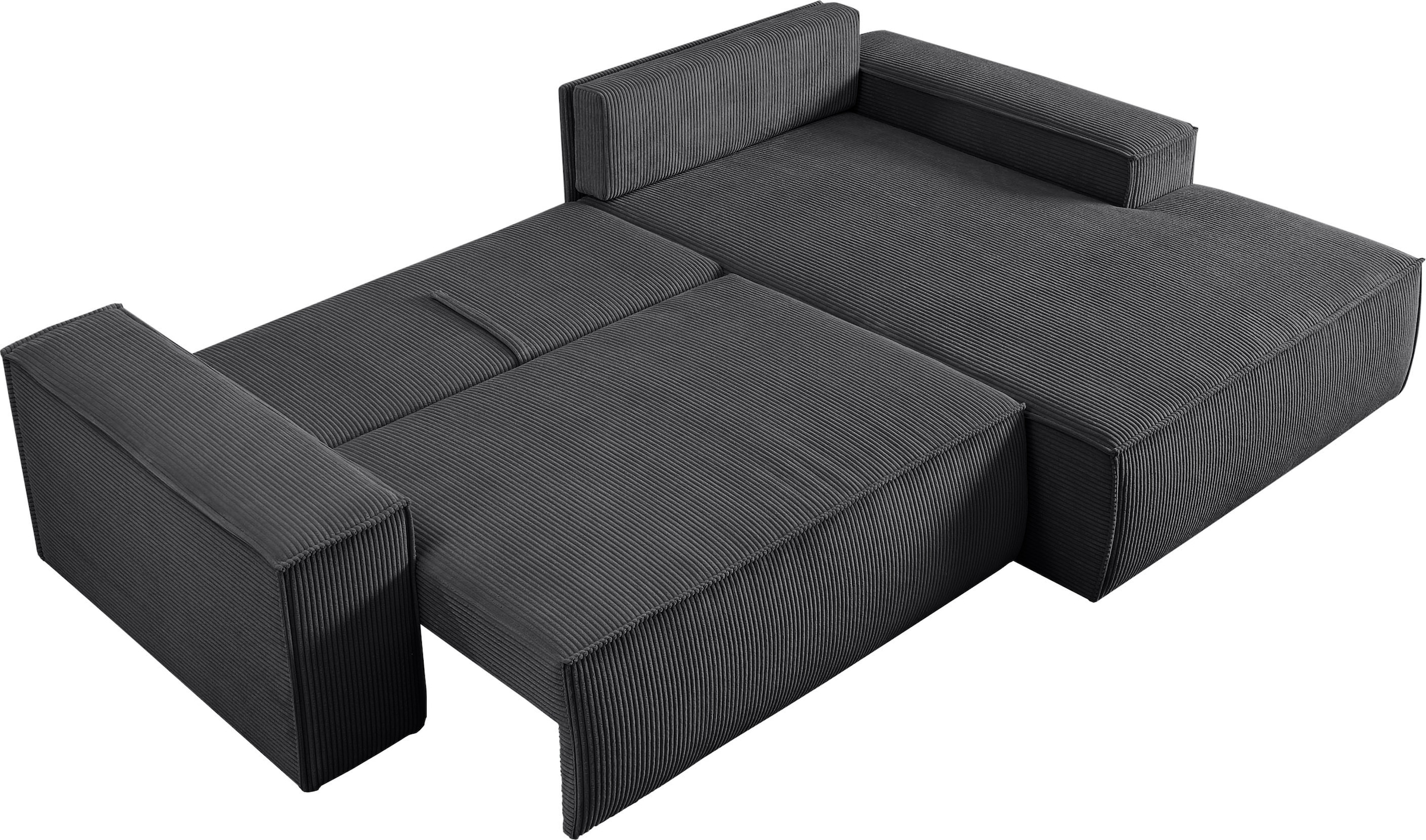 OTTO home Ecksofa »SHERWOOD L-Form, 267 cm - OTTO. Verlässliche Qualität.« Schlaffunktion mit Bettkasten (210x136 cm), Cord, Vintage, Samtvelours