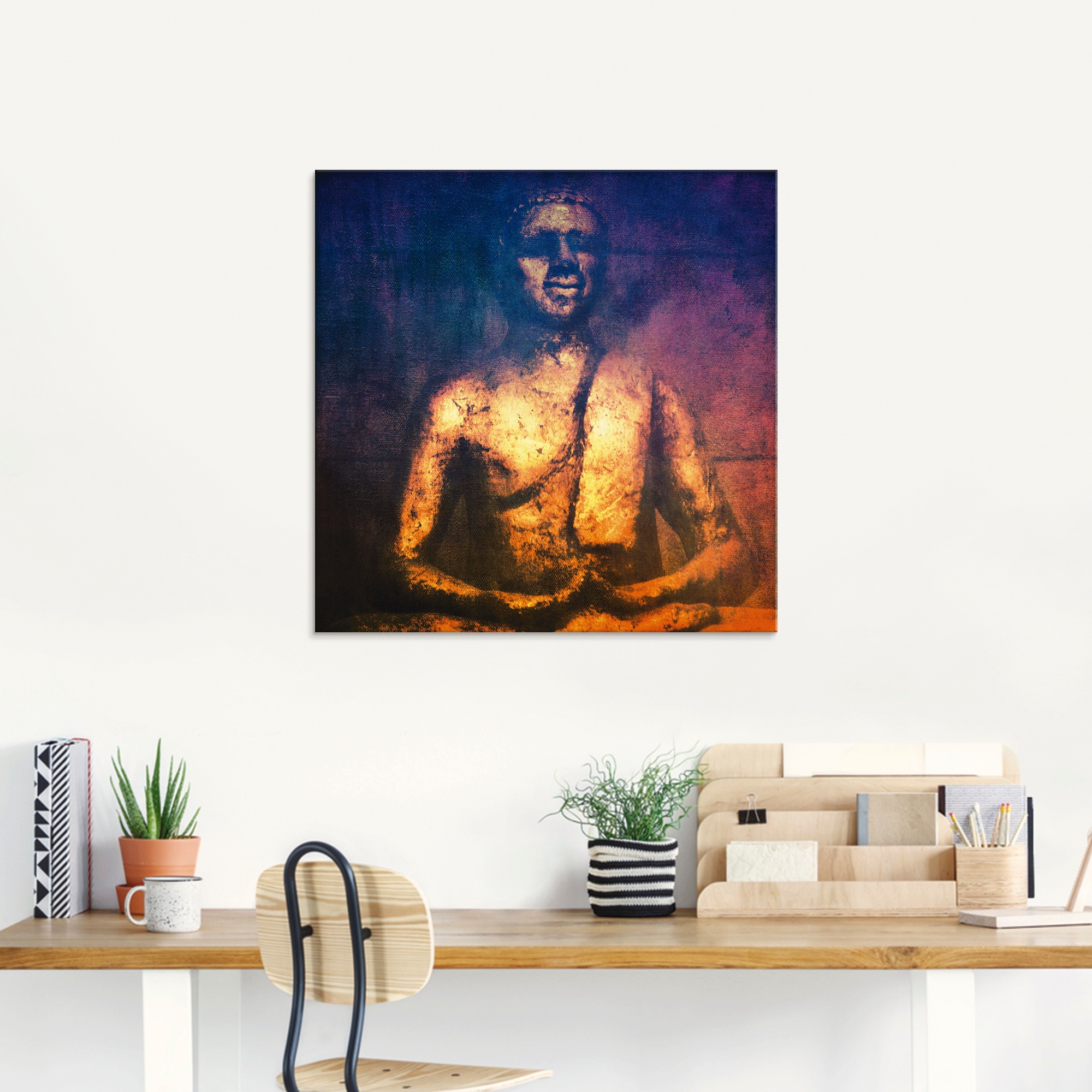 Artland Glasbild »Der Goldene Buddha II«, Religion, (1 St.), in verschiedenen Größen