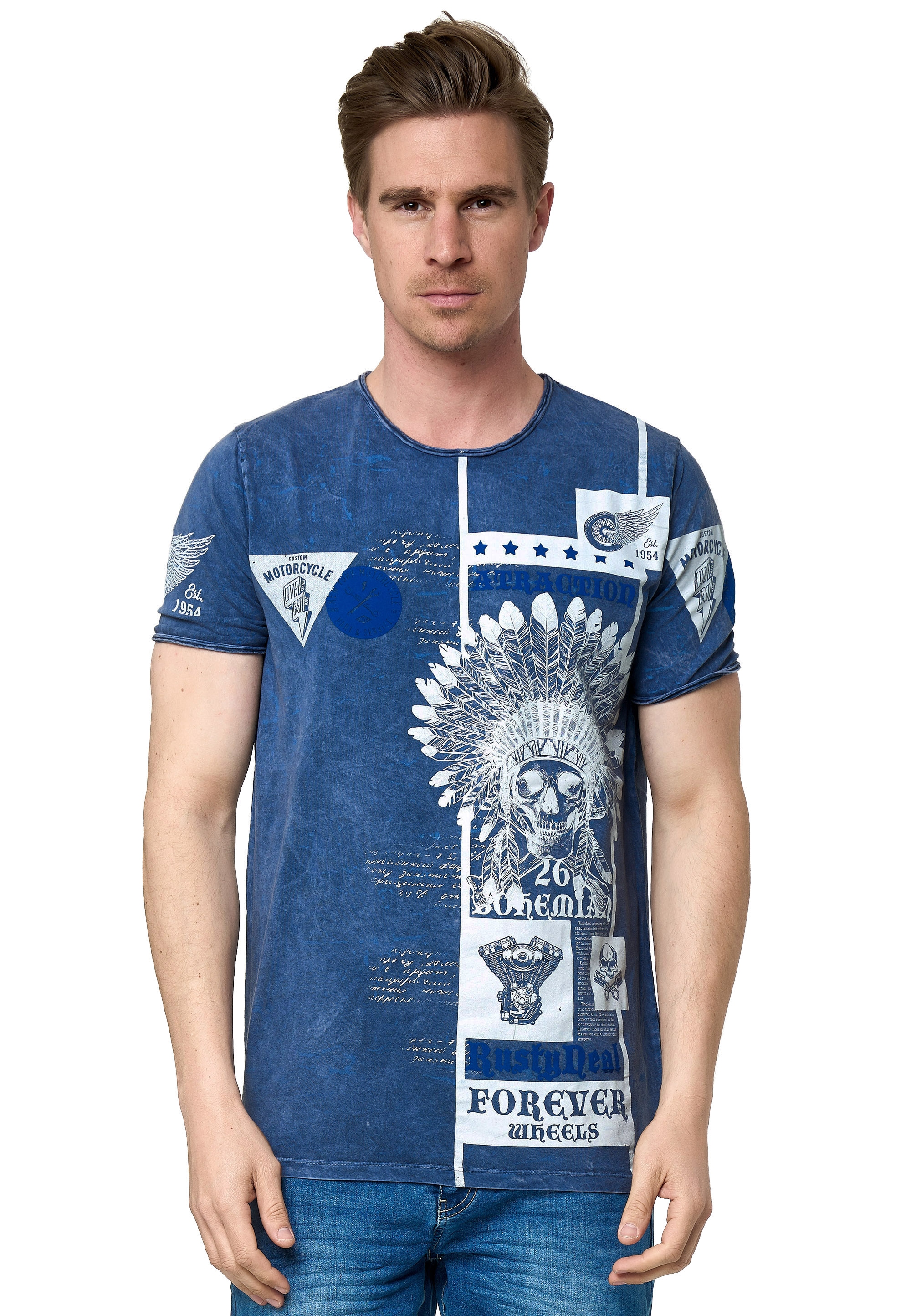 Rusty Neal T-Shirt, mit coolem Skull-Print