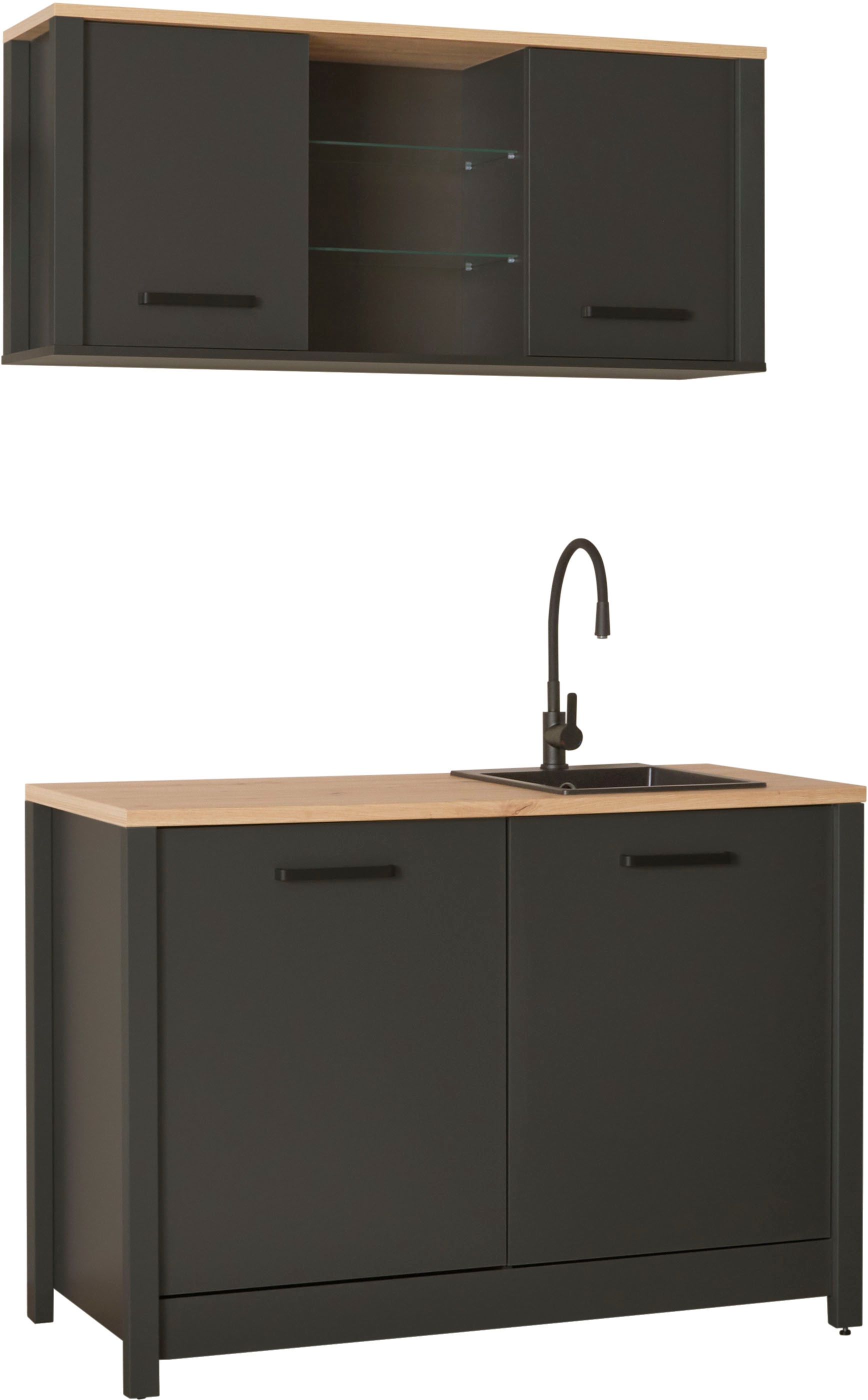Inter Link Pantryküche »Veneto« Ohne E-Geräte, für Spüle & Spülmaschine, Soft-Close, B: 130 cm