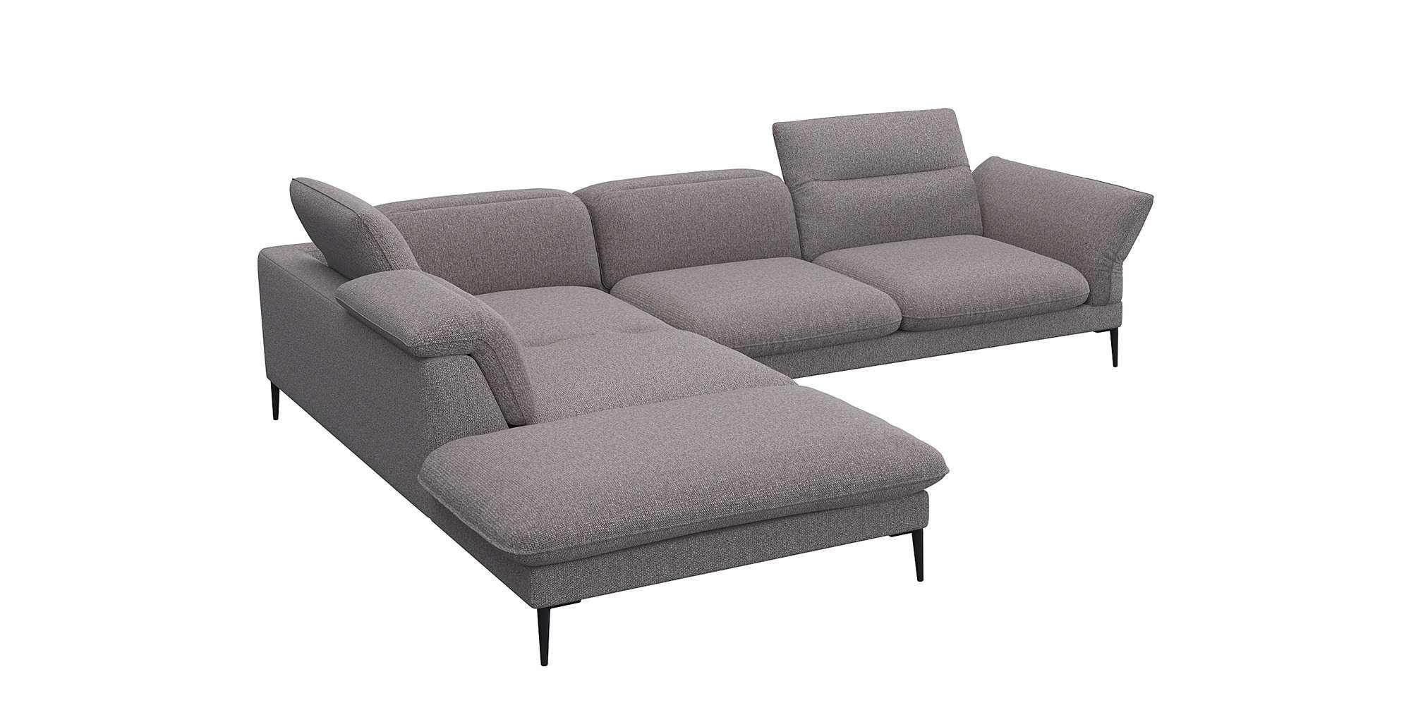 FLEXLUX Ecksofa »Salino, Funktionssofa mit Ottomane, Relaxsofa, Ecksofa«, Sofa mit Arm- und Kopfteil-Verstellungen, Kaltschaum & Stahl-Wellen