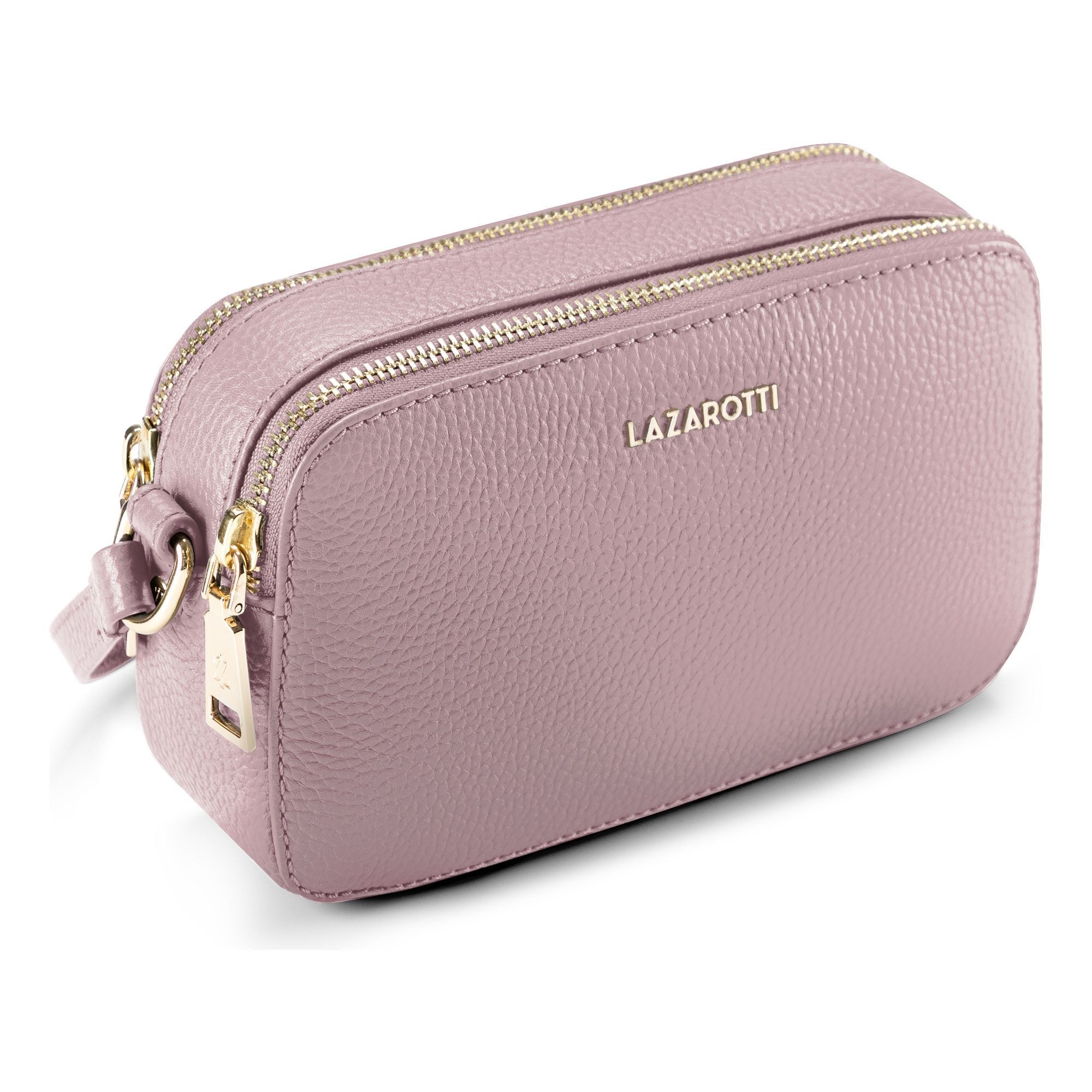Lazarotti Umhängetasche »Bologna Leather Umhängetasche Camera-Bag Leder Double-Zip 18 cm«