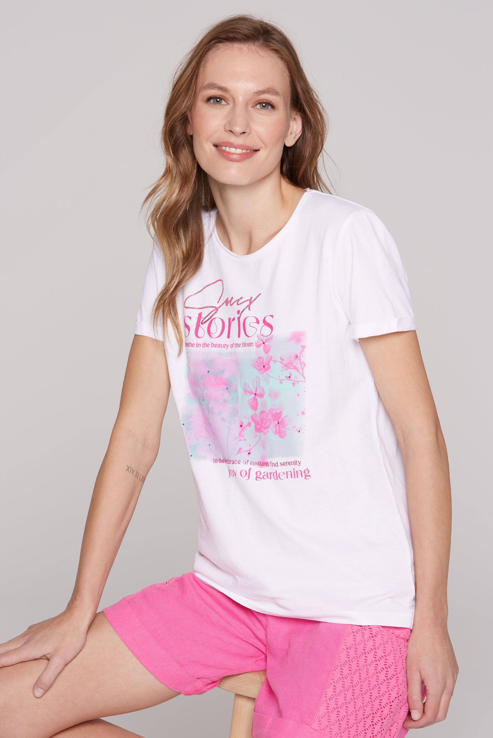 SOCCX Rundhalsshirt, mit Turn-Up-Ärmel