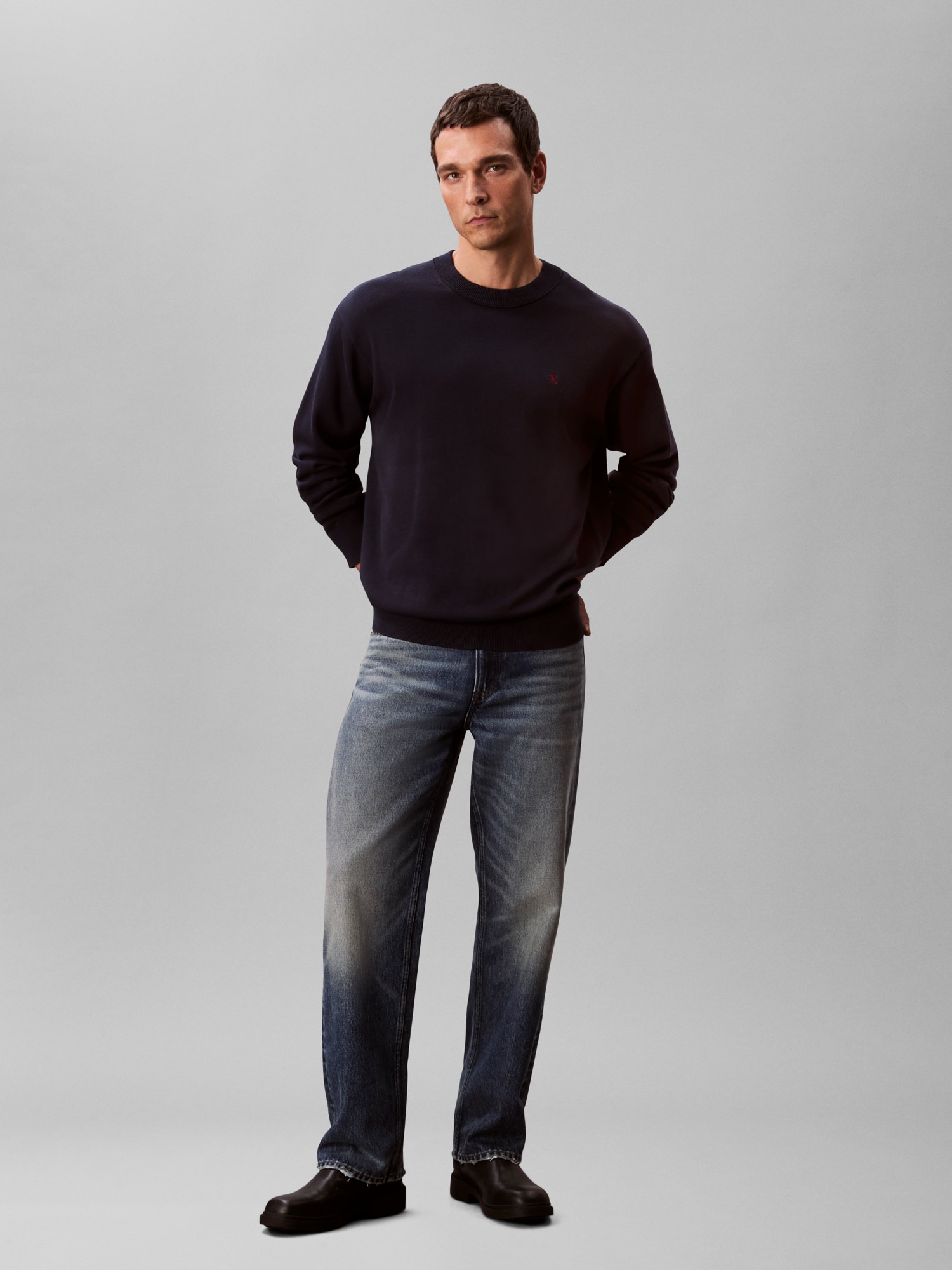 Calvin Klein Jeans Strickpullover »LS EZ COTTON CREWNK SWEATER 12GG«, Mit Rundhalsausschnitt