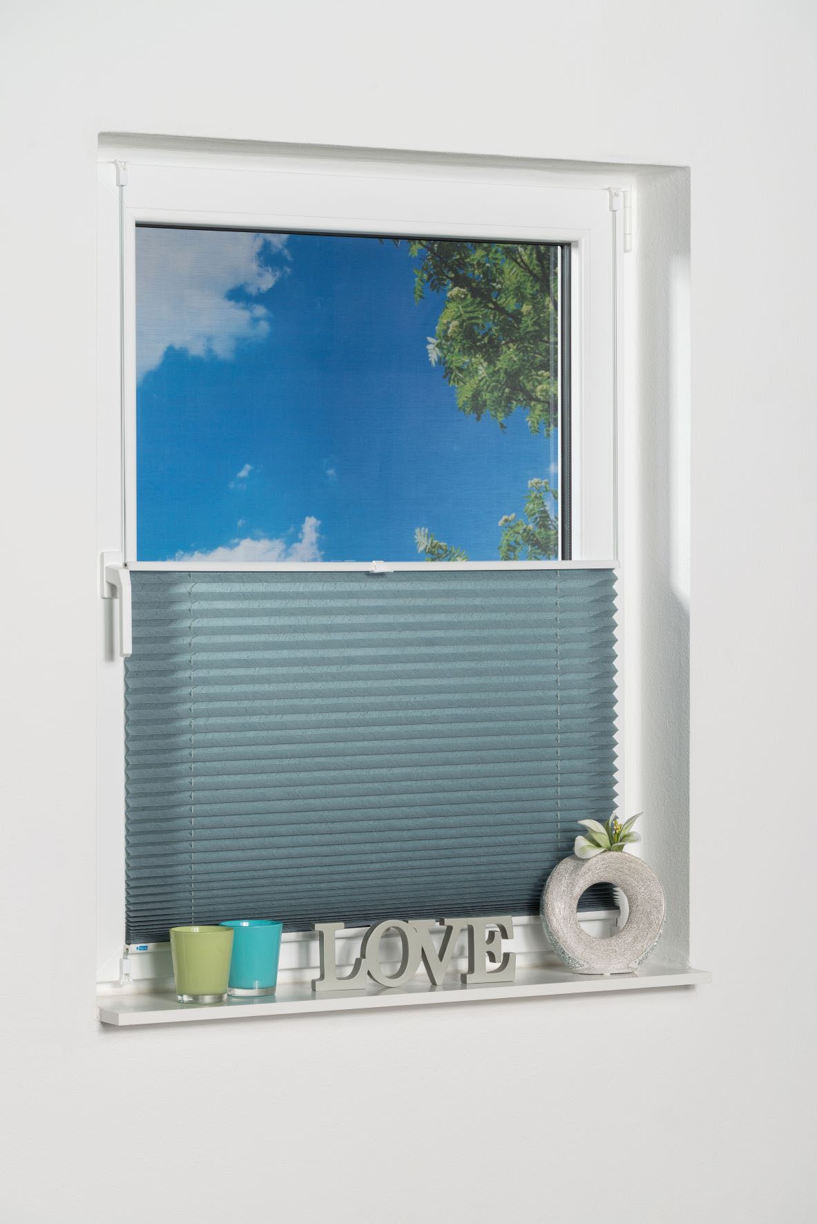 Thumbnail - K-HOME Plissee "Klemmfix Pisa" Lichtschutz ohne Bohren verspannt Crushed-Optik