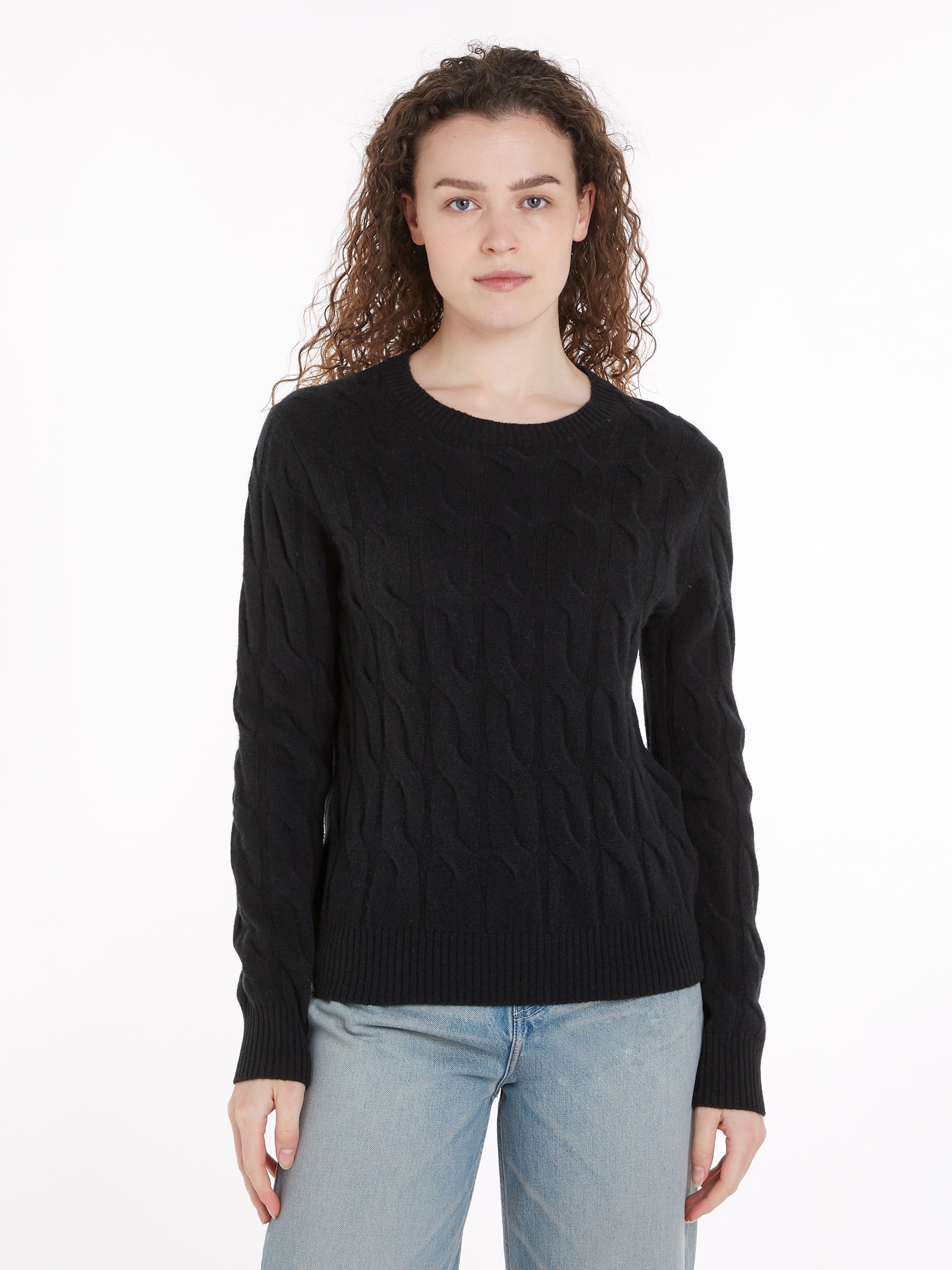 Tommy Hilfiger Strickpullover "SOFT WOOL CABLE C-NK", mit Zopfmuster, aus r günstig online kaufen