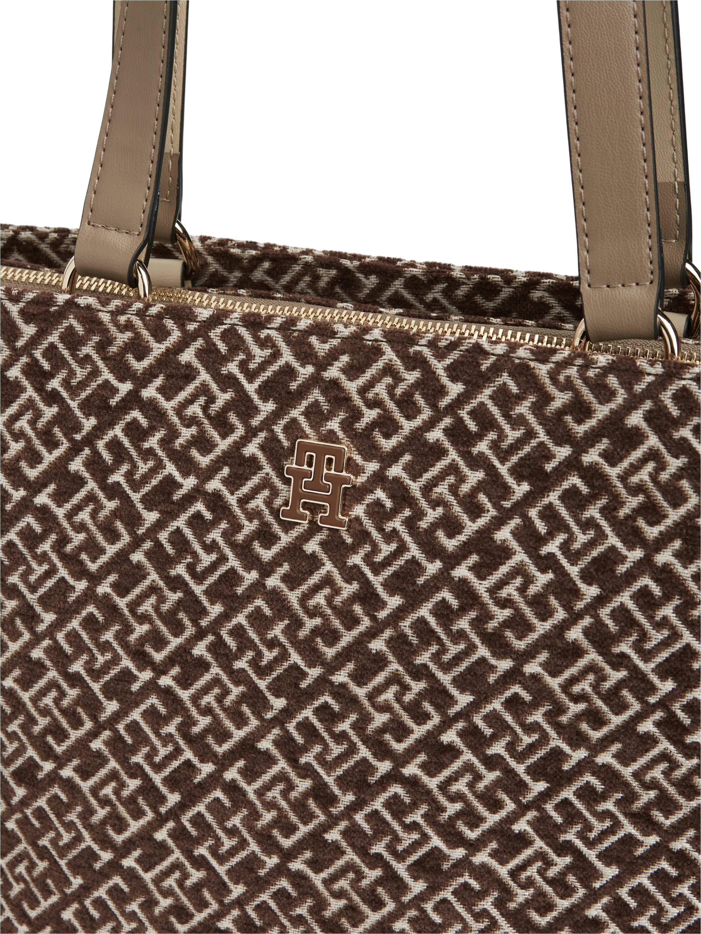 Tommy Hilfiger Handtasche »TH JACQUARD TOTE« Damen Schultertasche mit edler TH-Logostickerei