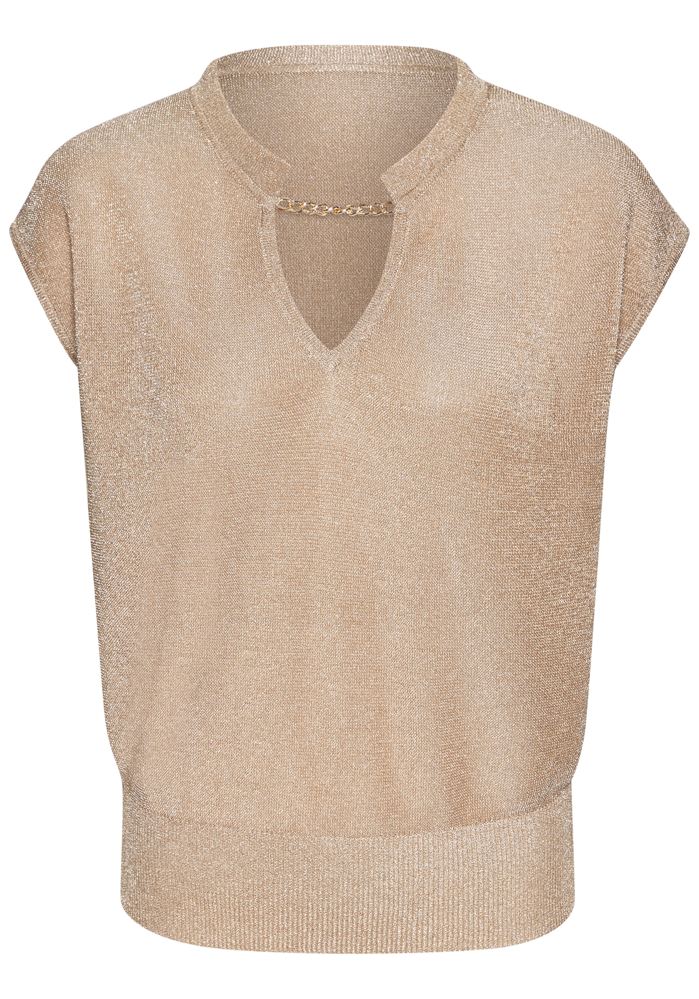 LASCANA Kurzarmpullover aus Glitzergarn mit Gliederketten-Detail günstig online kaufen