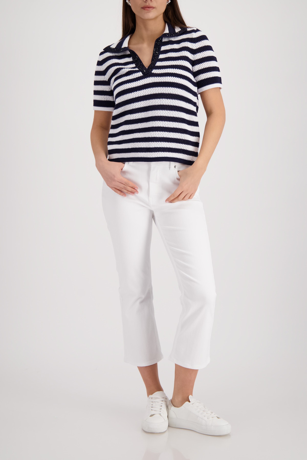 Monari Ajourpullover Regular fit mit Strasssteinen