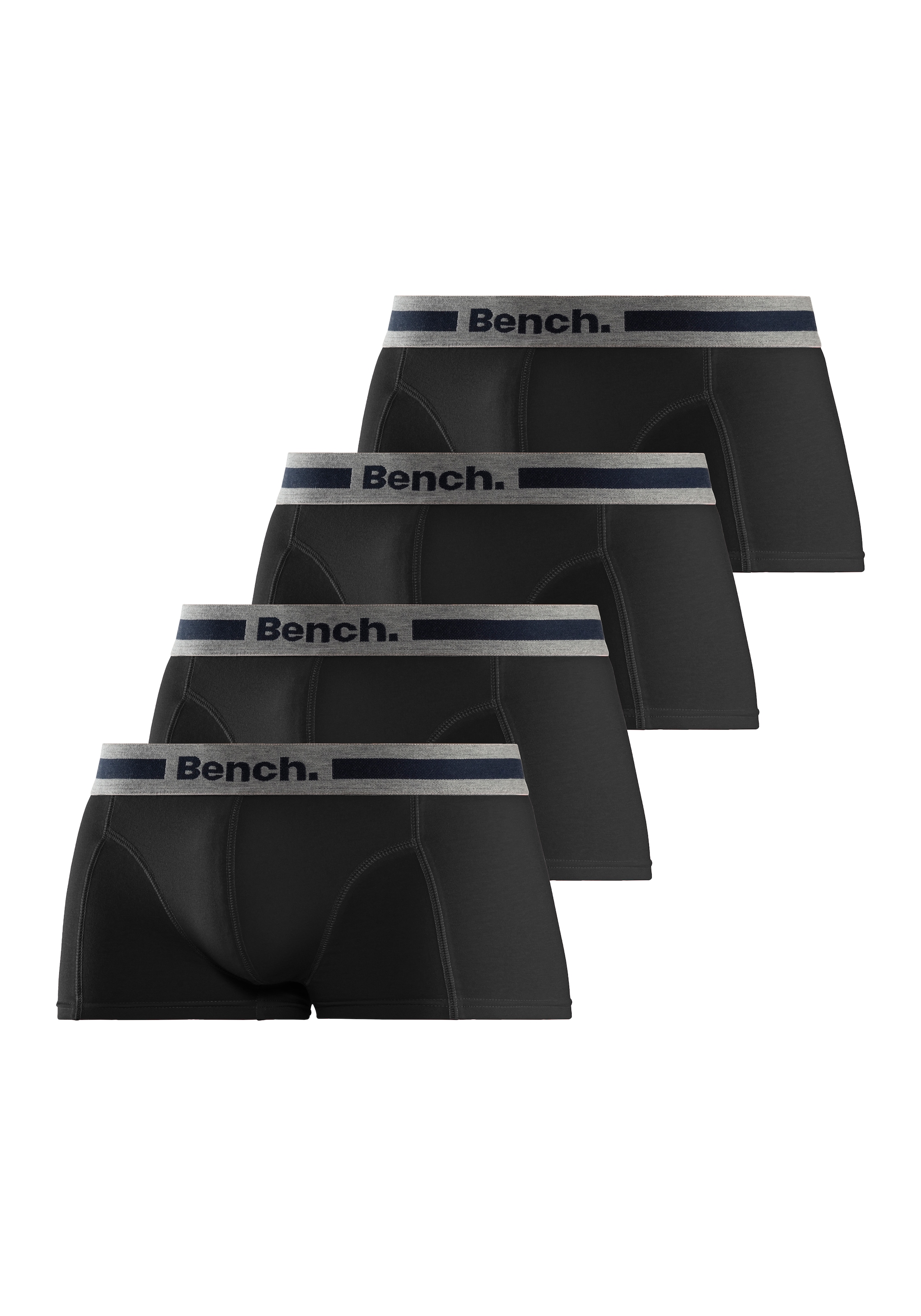 Bench. Boxershorts, (Packung, 4 St.), in Hipster-Form mit Overlock-Nähten vorn