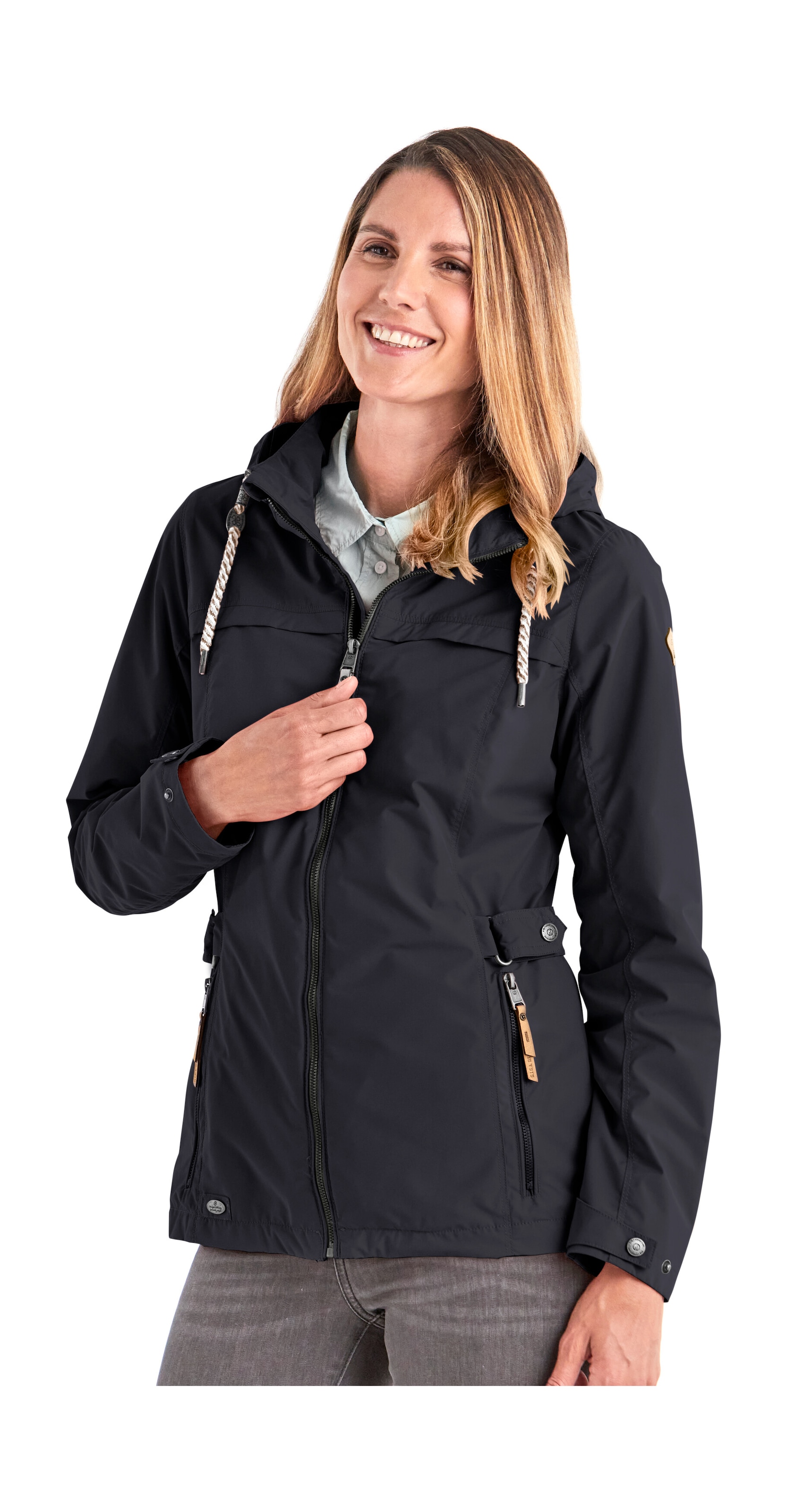 Funktionsjacke "WMN JCKT A", Damen, Gr. 44, blau (navy), Obermaterial: 100% Polyester;Futter: 100% Polyester, G.I.G.A. DX BY KILLTEC, Jacken Funktionsjacke, Damenjacke: abnehmbare Kapuze, 8.000 mm Wassersäule