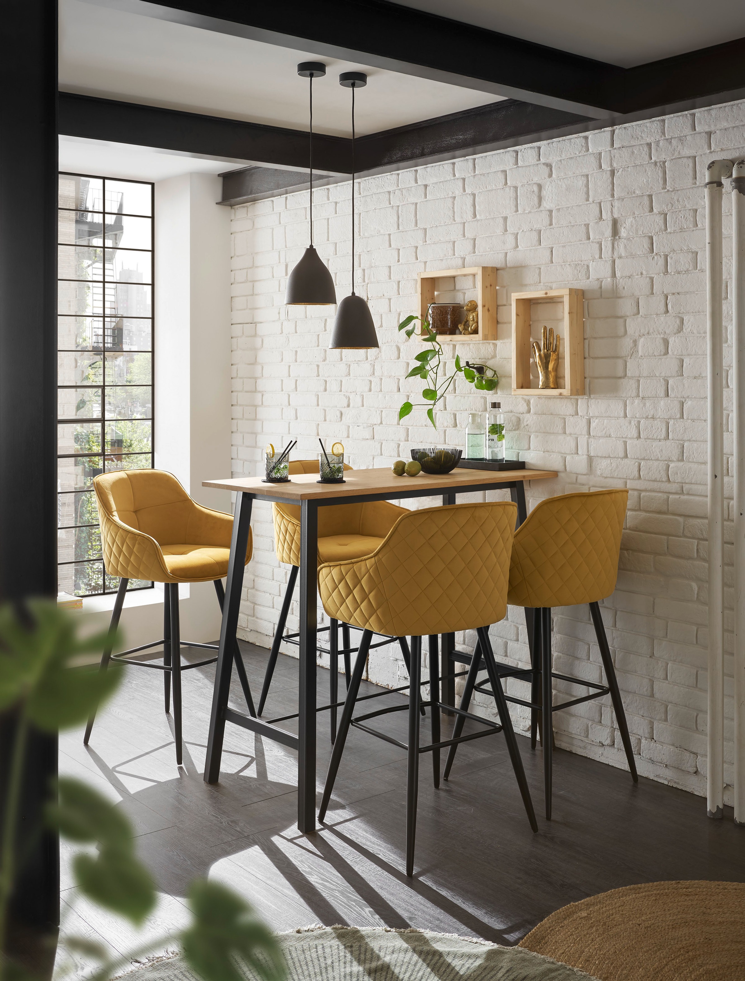 Stolkom Bartisch »Kent Eiche Massivholz geölt, Hochtisch BxHxT 120x104x60 cm«, Industrial Style Eiche Massivholz geölt durchgehende Lamelle