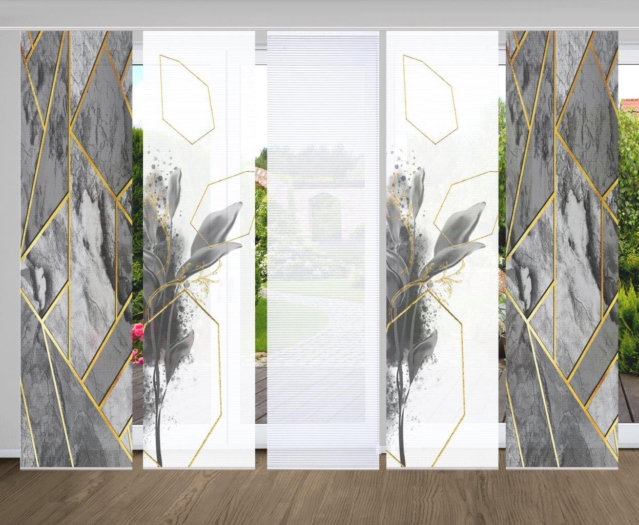 HOME in green Schiebegardine "SIGNUM" Paneelwagen 5 Stk. tlg. SET DIGITALDR günstig online kaufen