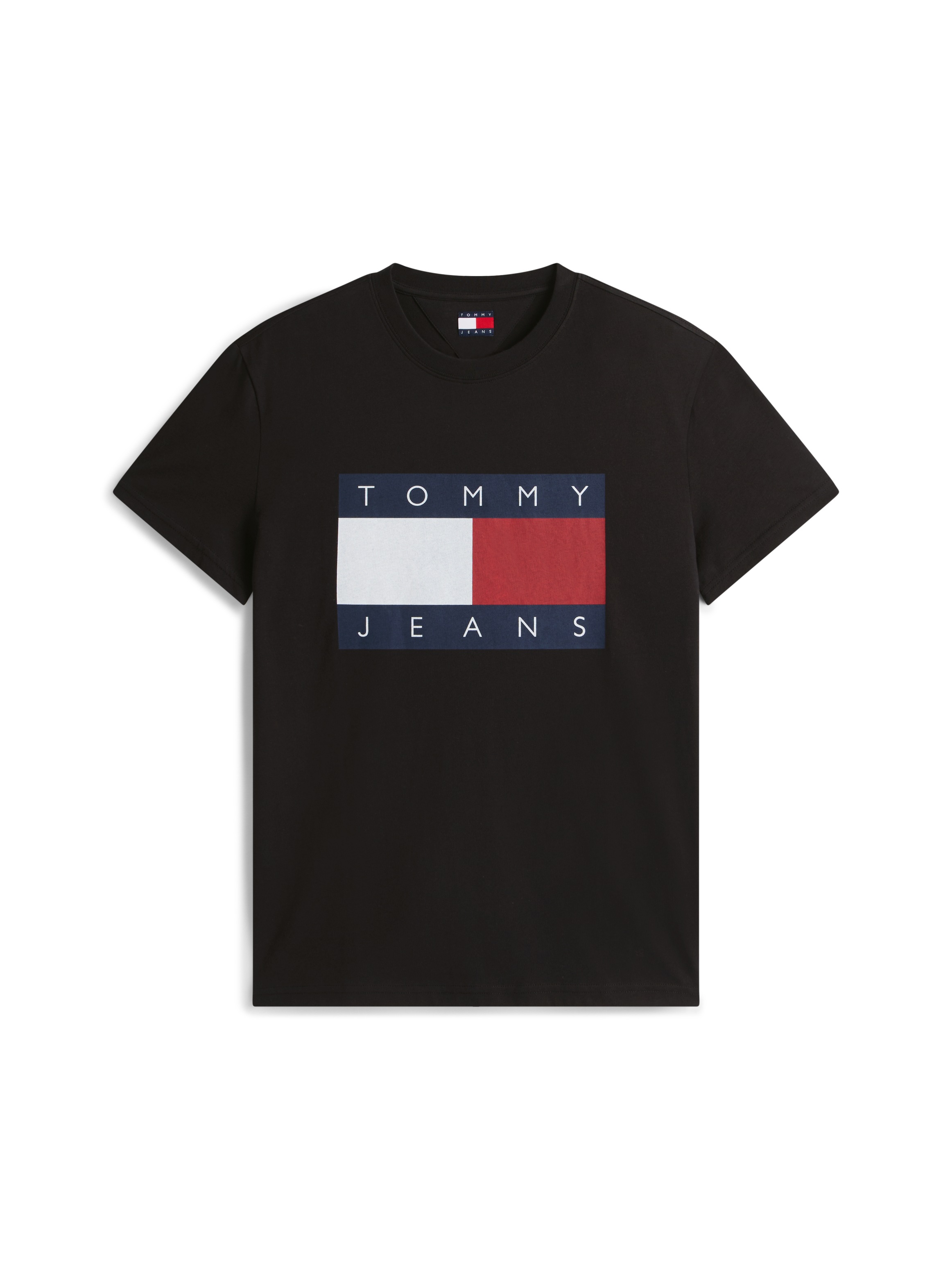 T-Shirt TOMMY JEANS, Herren, Gr. M, schwarz, Single Jersey, Obermaterial: 100% Baumwolle, bedruckt, unifarben, regular fit normal, Rundhals, abgesteppte Kante, Shirts T-Shirt, Rundhalsausschnitt, Regular Fit, Logo-Druck 3