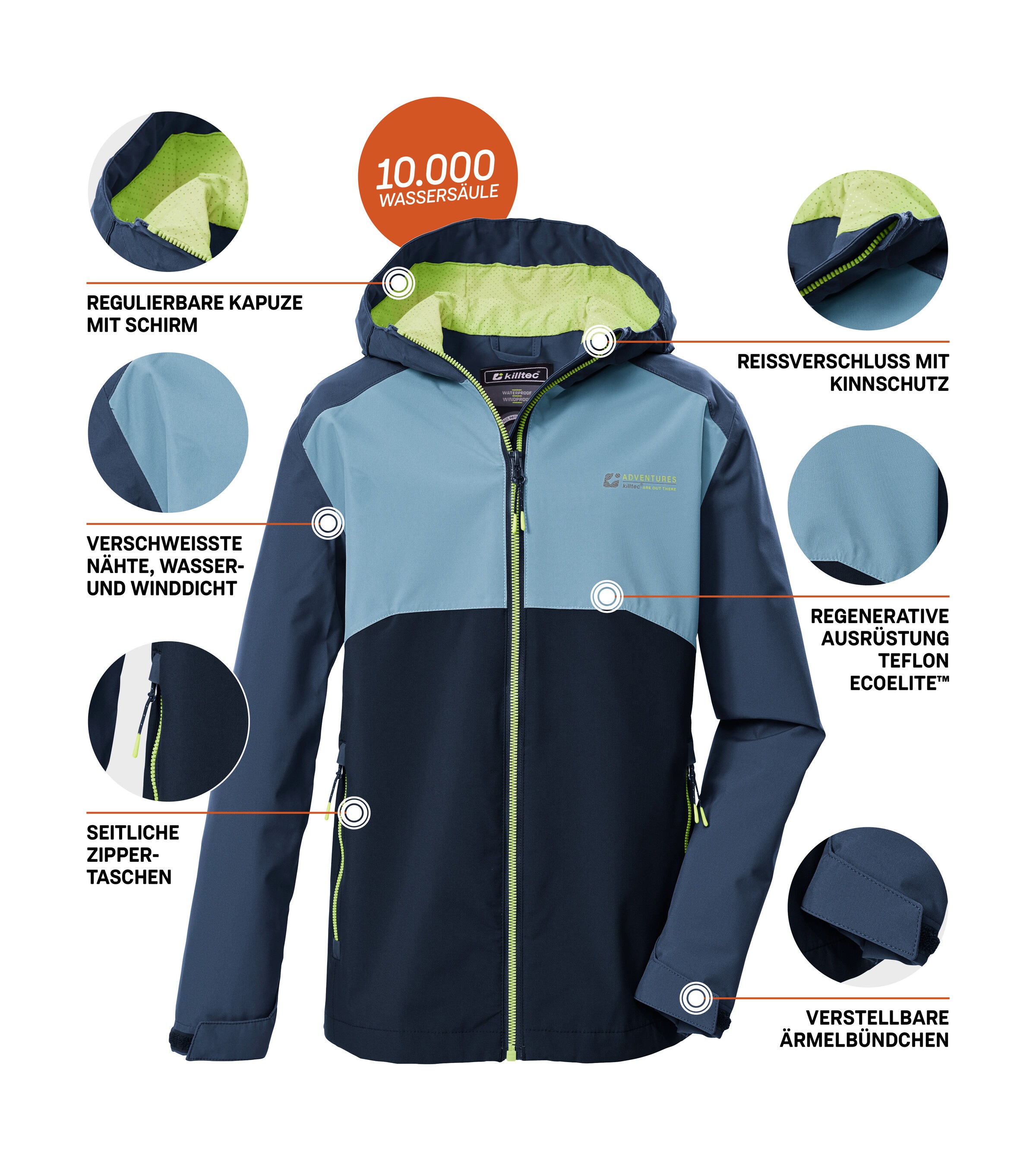 Killtec Funktionsjacke »KOS 147 BYS JCKT« Kinderjacke, wasserdicht, Colourblock, Teflon EcoElite™ imprägniert