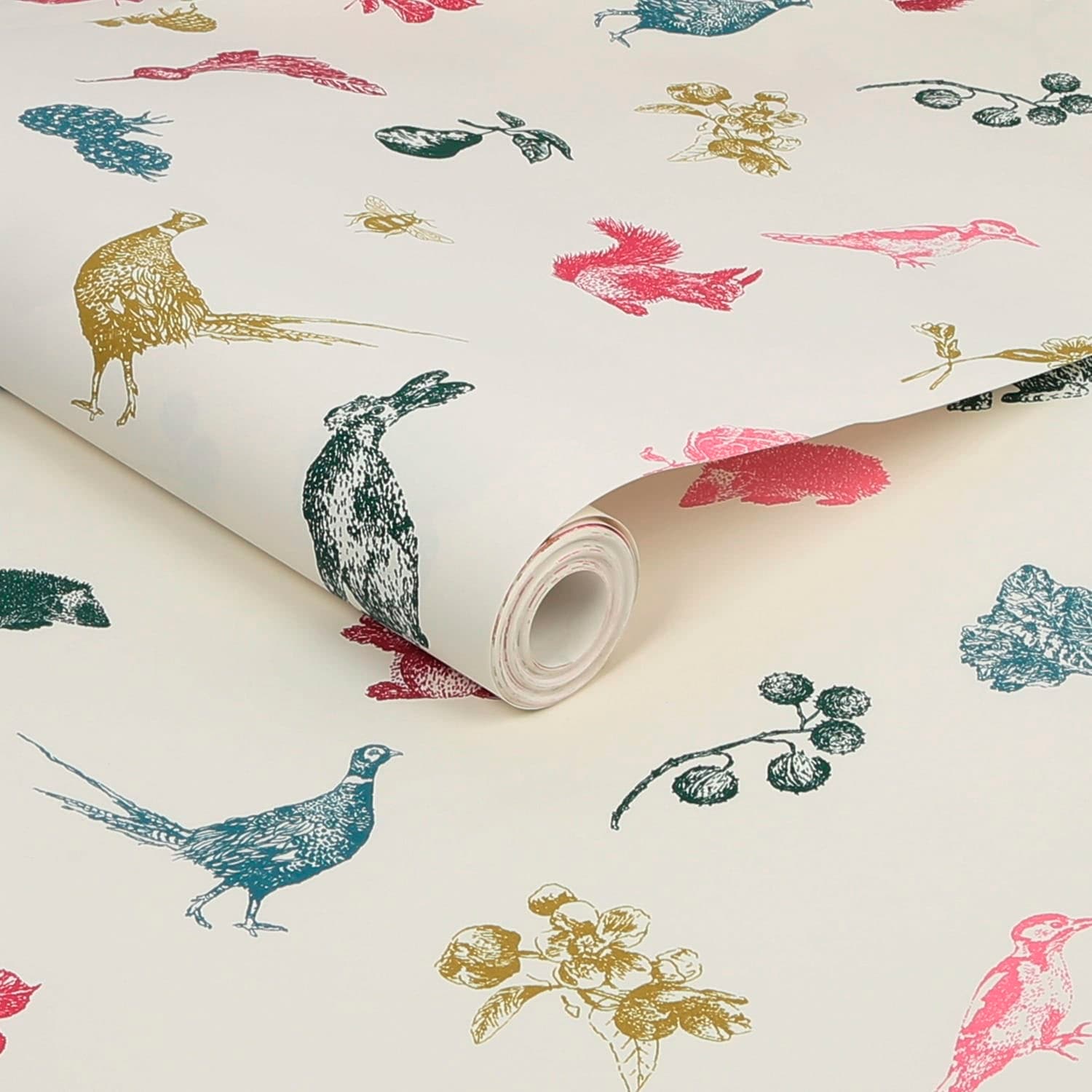 Joules Vliestapete »Etched Woodland Crème Multi«, animal print, animal print