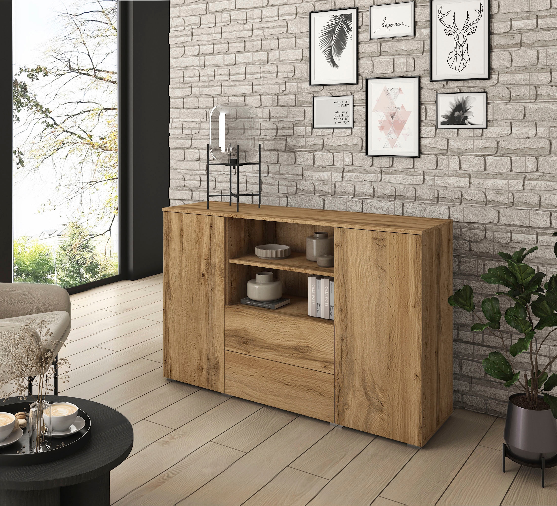 INOSIGN Sideboard "PARIS", (1 St.), Moderne 140cm breite grifflose Kommode, vielseitig einsetzbar