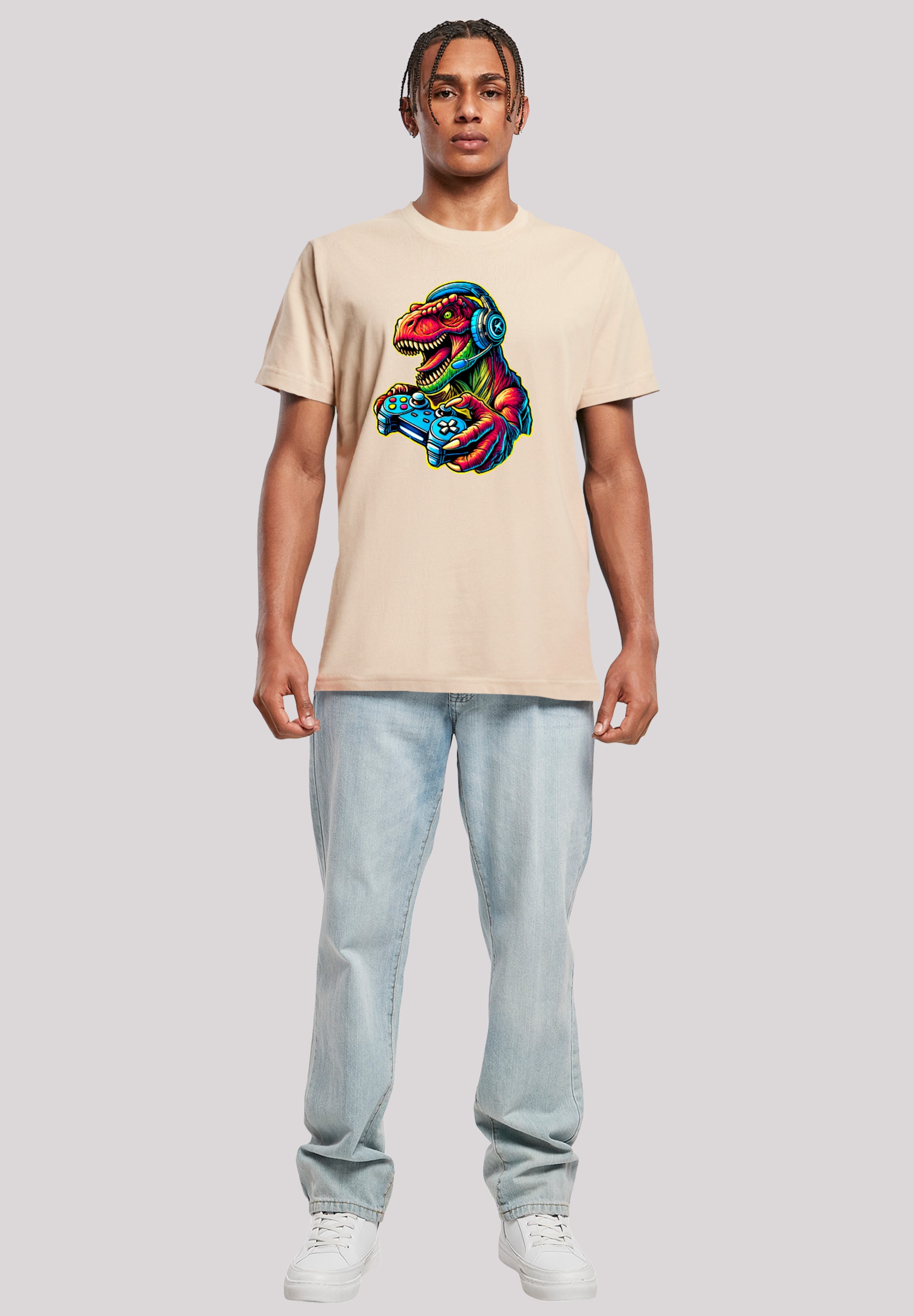 F4NT4STIC T-Shirt »Dinosaurier Gamer«, Premium Qualität