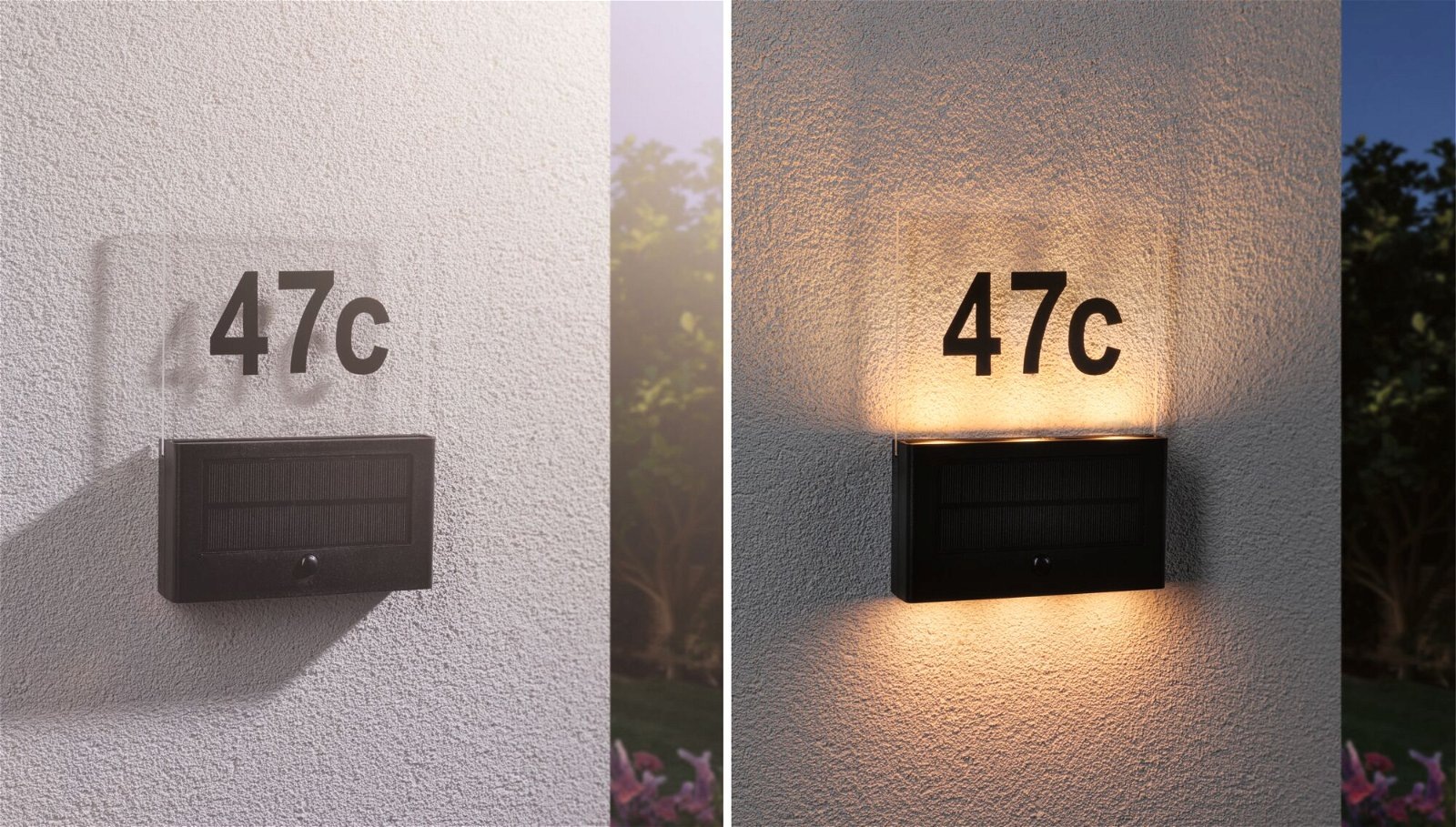 Paulmann LED Außen-Wandleuchte »Solar Hausnummernleuchte Neda IP44 2200K 18lm Anthrazit«, 1 flammig-flammig, Bewegungsmelder insektenfreundlich