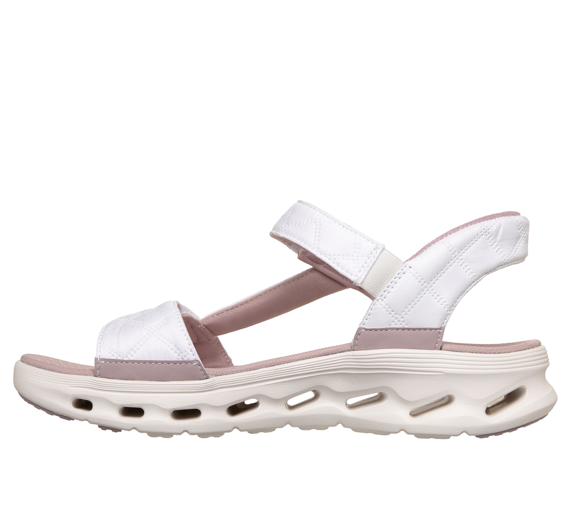 Sandale SKECHERS "GO WALK GLIDE-STEP 2.0 SANDAL-JADA", Damen, Gr. 36, weiß, rosa, Textil, kontrastfarbene Details, Schuhe Sandale, Sommerschuh, Klettschuh, Sandalette mit sportiver Sohle 3