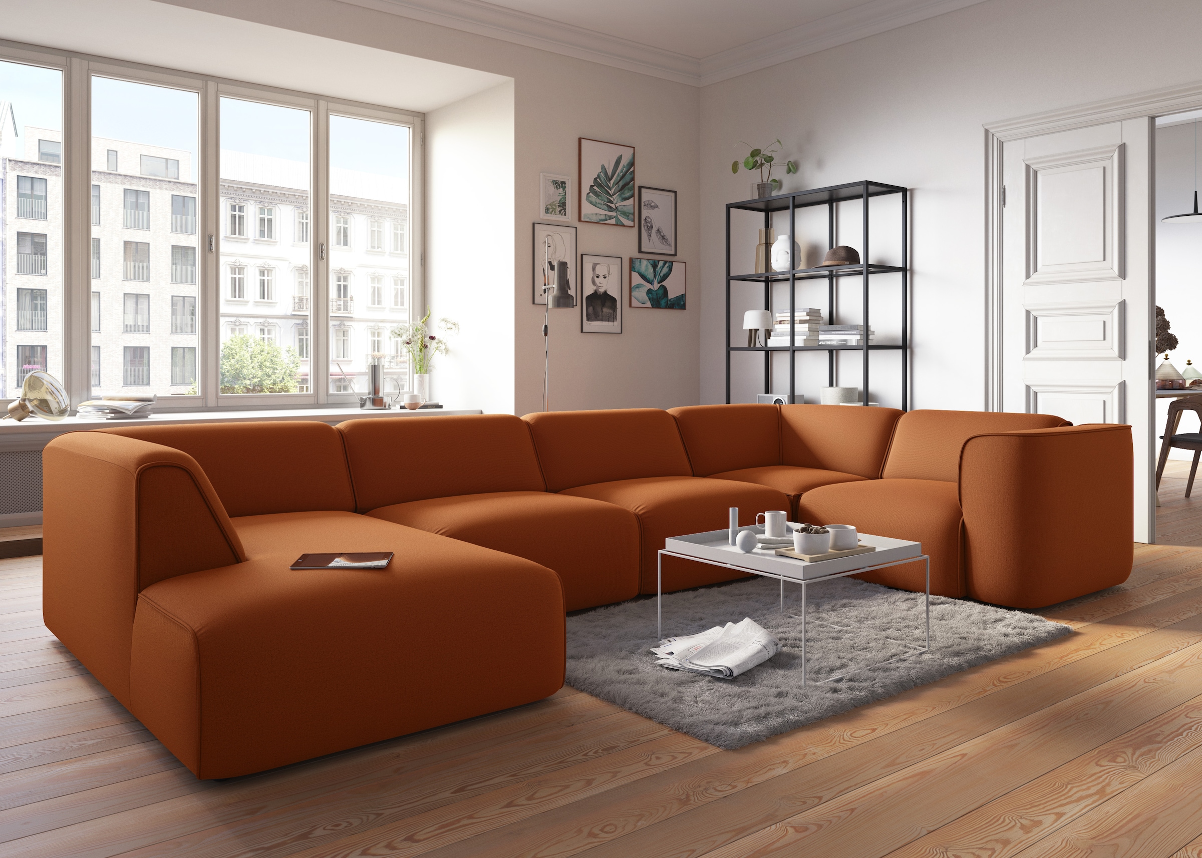 ATLANTIC home collection Wohnlandschaft und aufgebaut XXL bestellen U-Form Sitzfläche, modular BAUR »Bulky«, | in