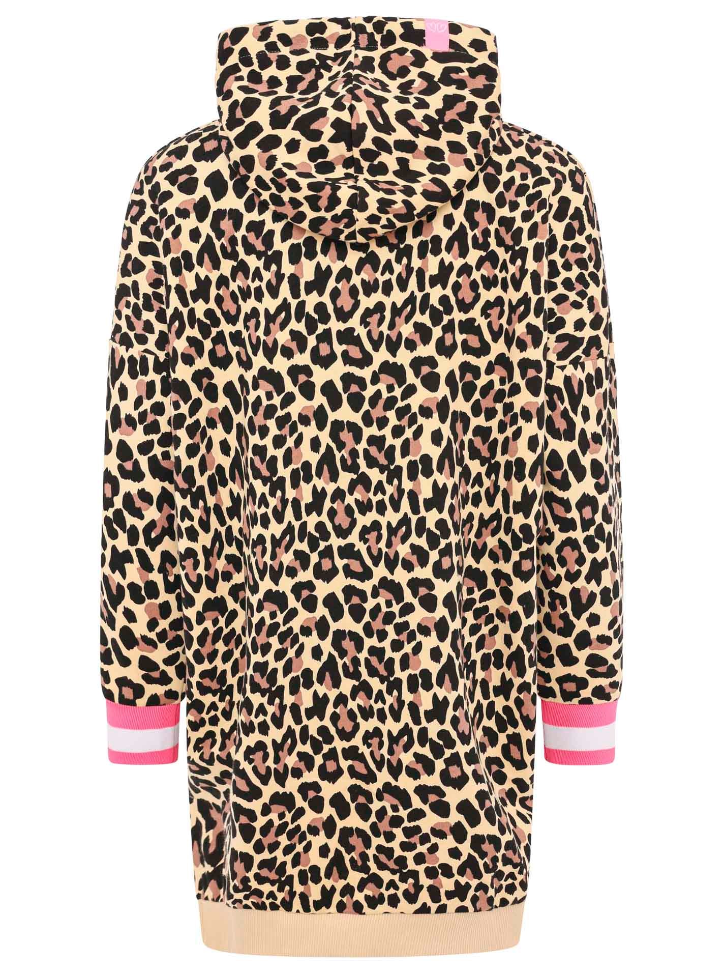 Zwillingsherz Sweatkleid »"Leo all over"«, mit Kapuze und Kängurutasche, auffälligen Bündchen