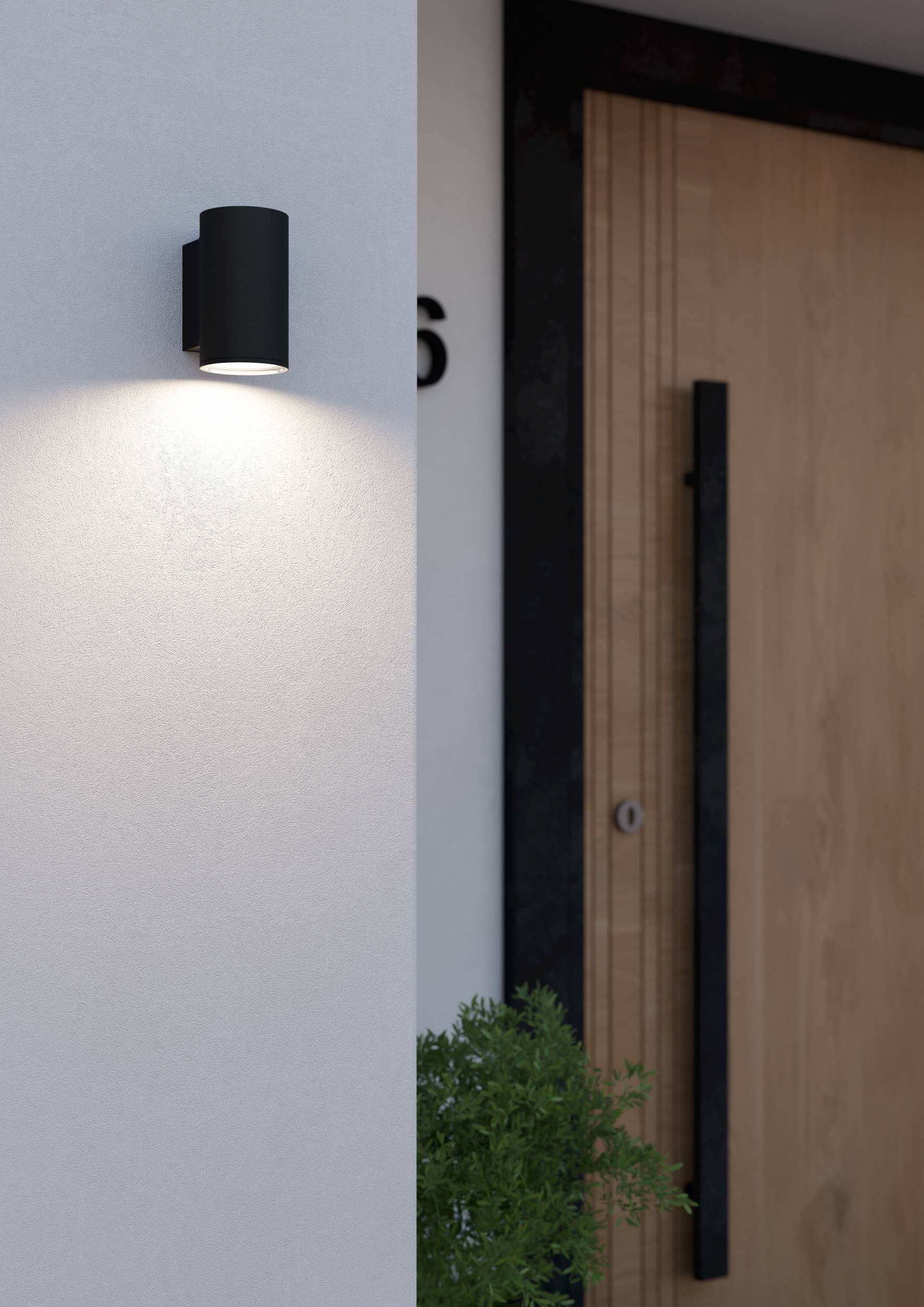 EGLO Wandleuchte »Izzalini Außenleuchte, Wandleuchte außen mit Down Light, IP54, GU10,« GU10 1 Stk. Wand-/Deckenleuchte - L6,5 x H11,5 x AL9,5 cm - schwarz - 1X2,8W inkl.