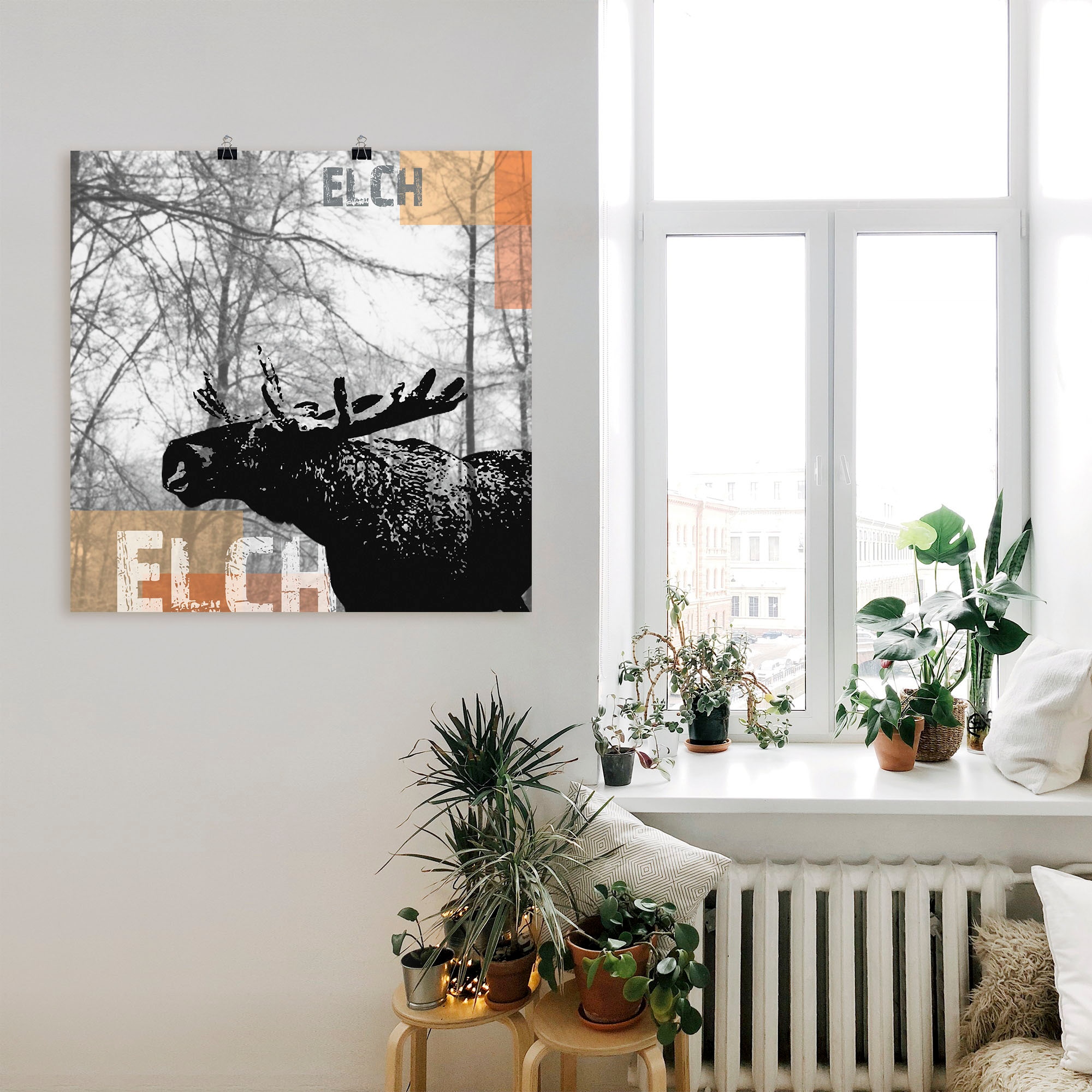 Artland Poster "Elch", Wildtiere, (1 St.), als Alubild, Leinwandbild, Wanda günstig online kaufen