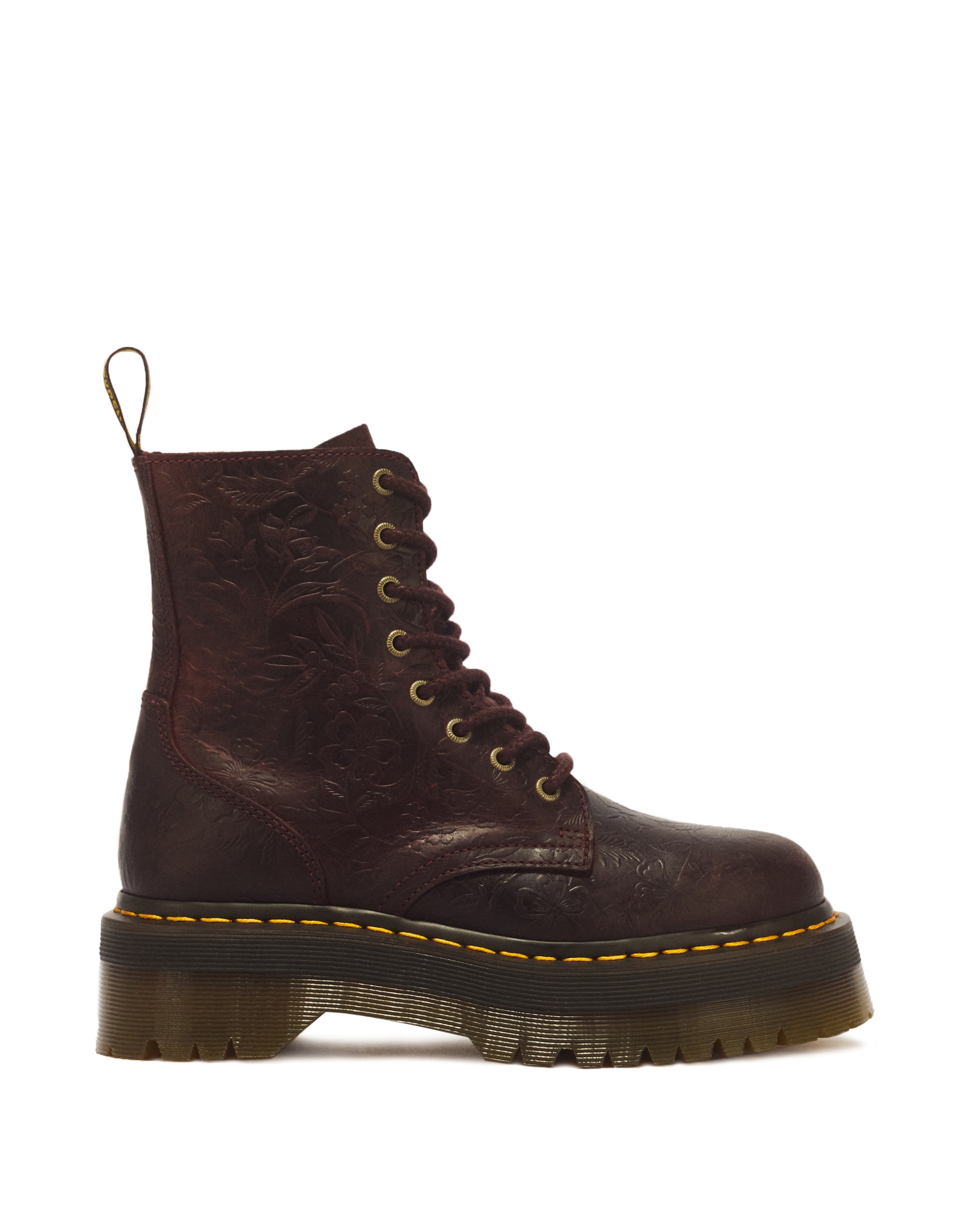 DR. MARTENS Schnürboots »Jadon Emboss Floral«  Blockabsatz, Plateau, Stiefelette mit modischer Blütenprägung