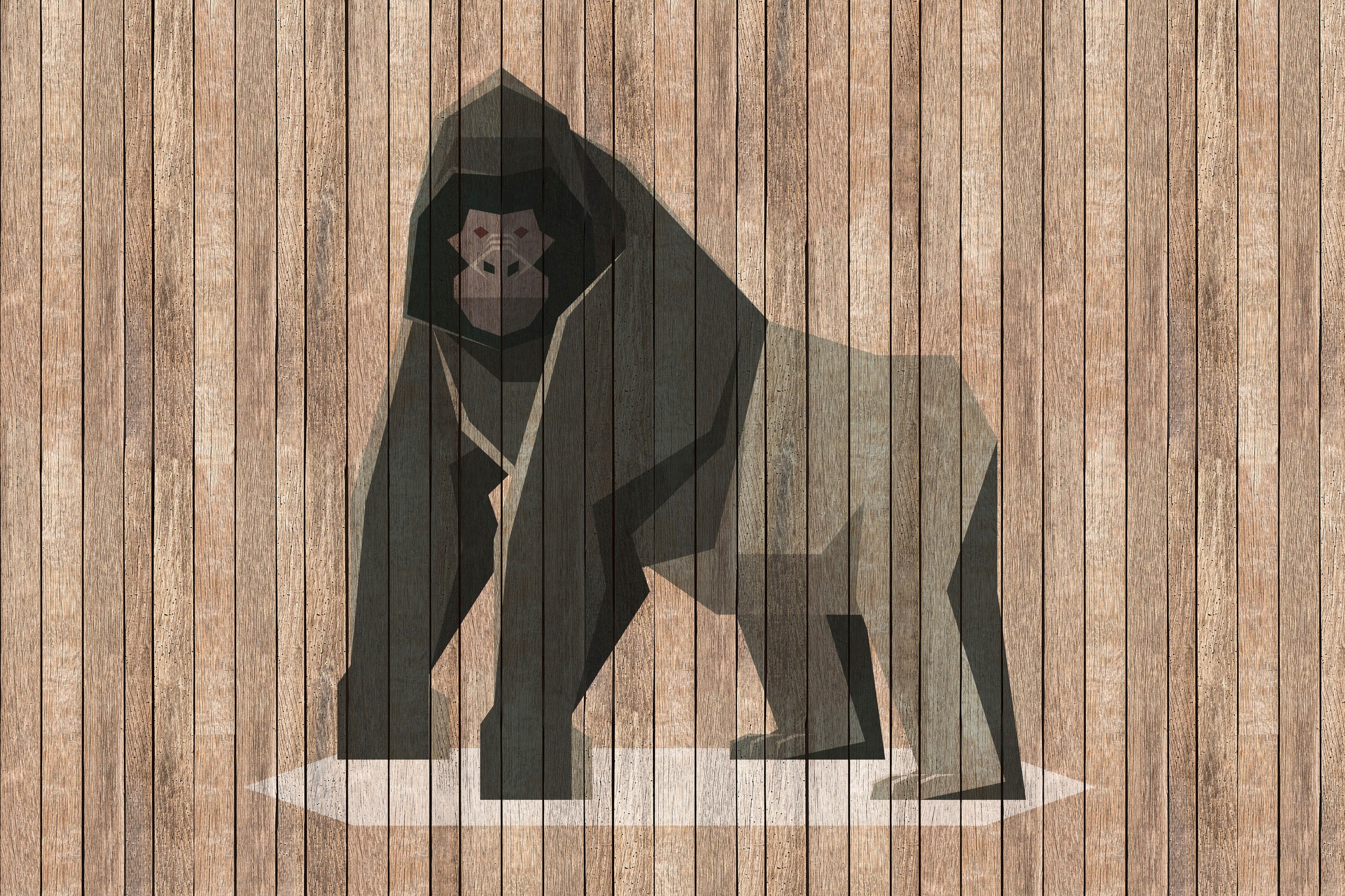 A.S. Création Leinwandbild »born to be wild 3«, Tiere, (1 St.), Keilrahmen Bild Holzoptik Gorilla Tiere