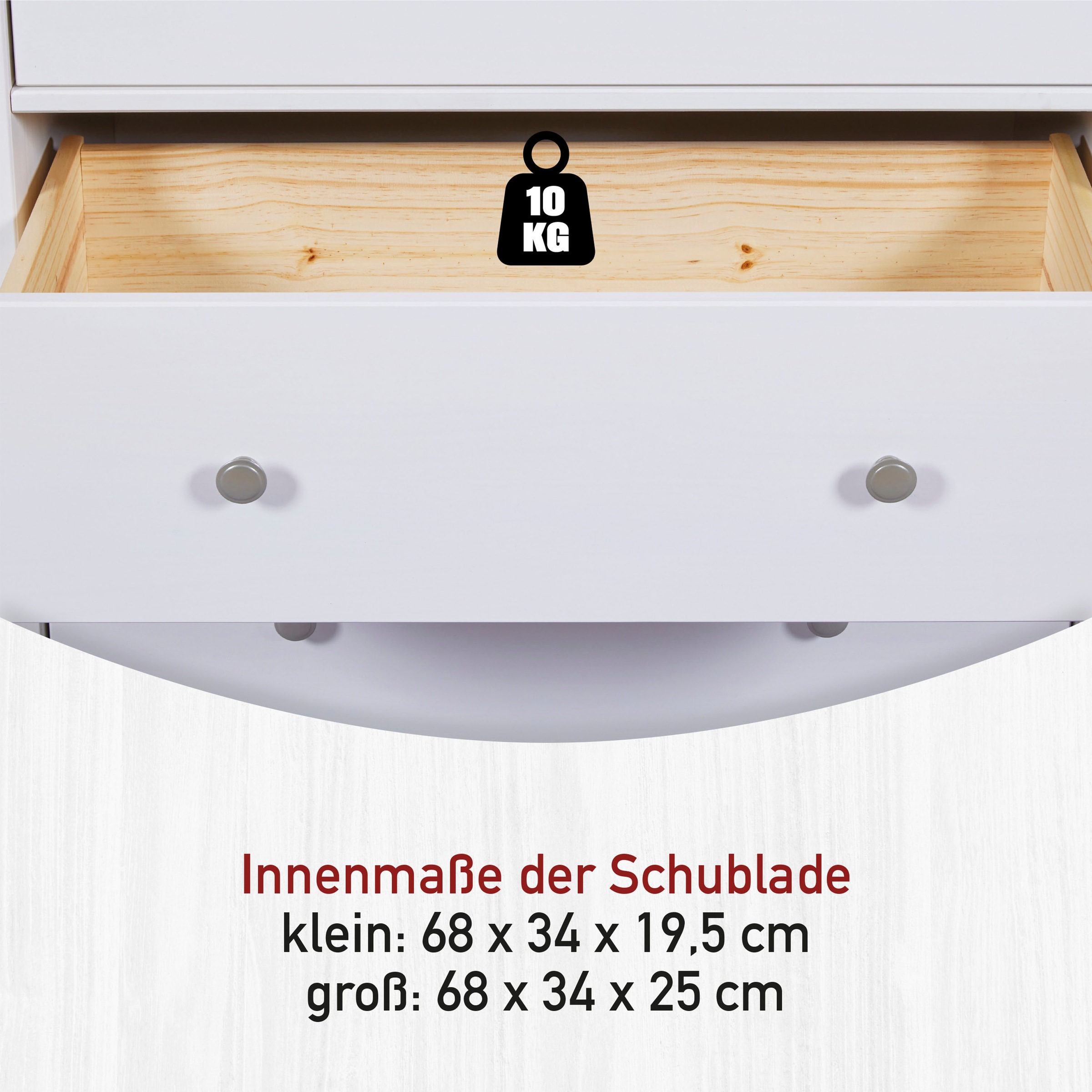 Inter Link Schubkastenkommode »Pinora, Kiefer Massivholz, Weiss, 3 Schubladen, 85 x 39,5 x 96 cm« 1 Stk. tlg. Kommode im modernem Skandi Look, viel Stauraum