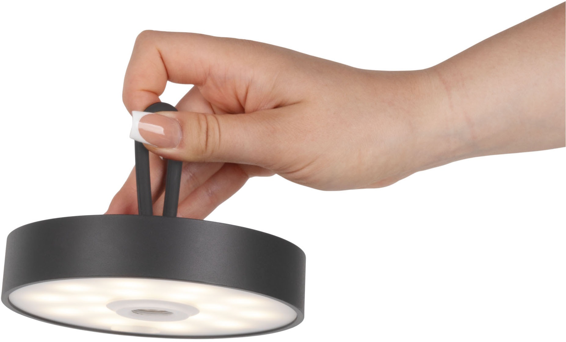 my home LED Tischleuchte »Charmont mit Holzfuß, abnehmbares Kopfteil als Hängeleuchte verwendbar« LED-Modul 1 Stk. Warmweiß aufladbar, inkl Akku + USB Kabel, Kopfteil magnetisch, abnehmbar, Holz