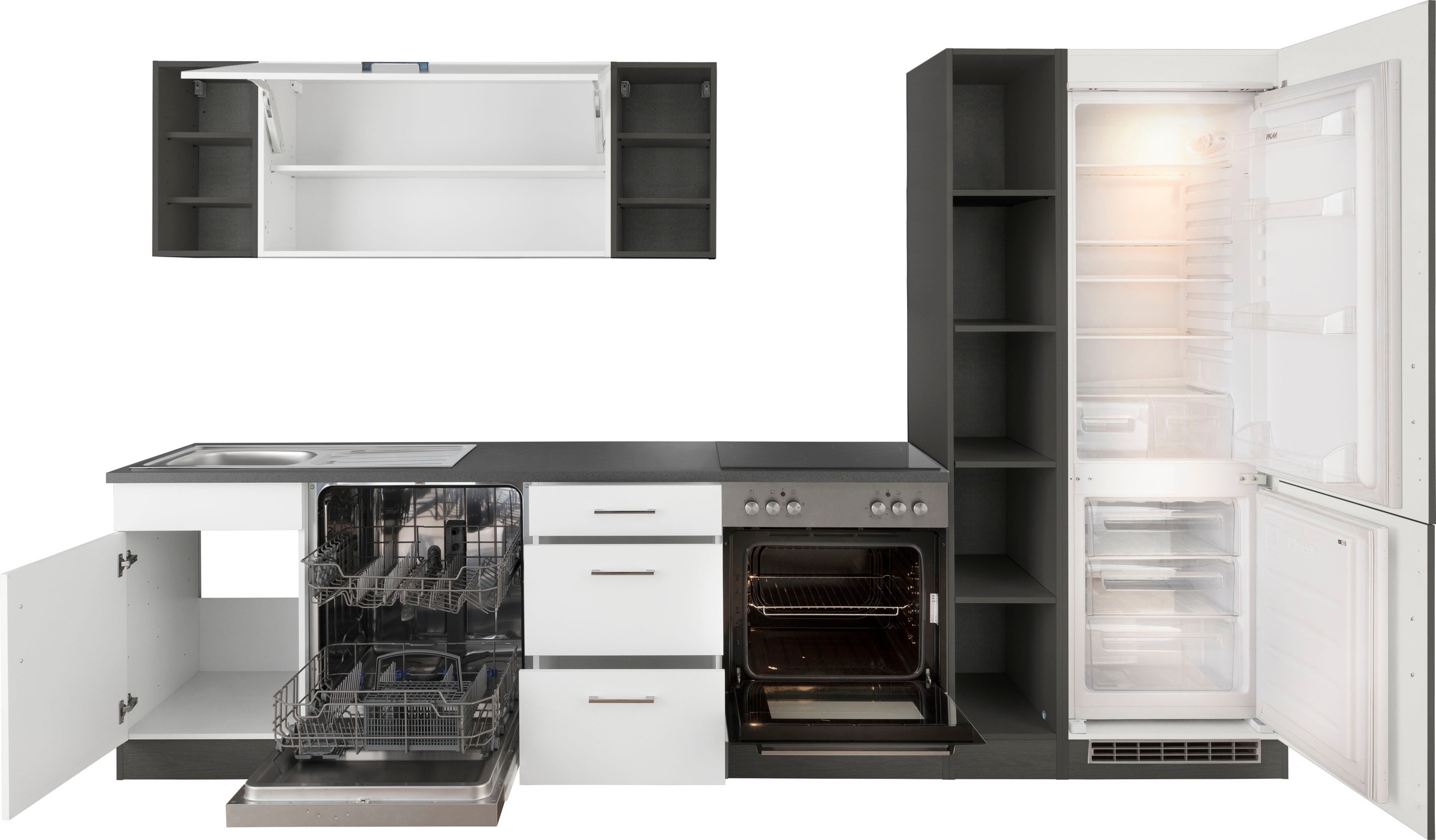 KOCHSTATION Küchenzeile »KS-Paris – Küchen mit einzigartigen Fotomotiven auf den Fronten« Breite 310 cm, wahlweise mit E-Geräten, mit Motivdruck