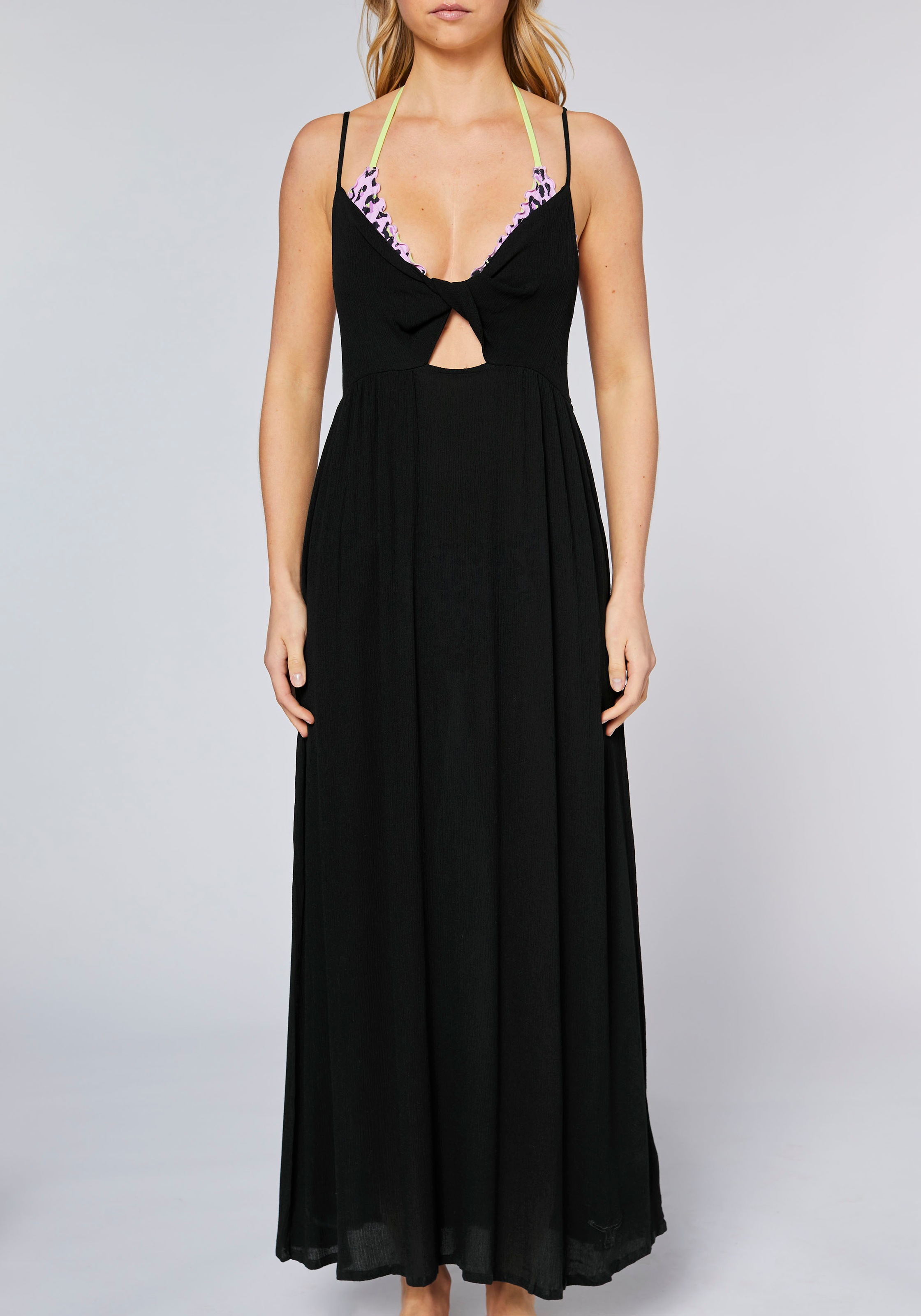 Trägerkleid CHIEMSEE, Damen, Gr. S (36), Normalgrößen, schwarz, 100% Viskose, V-Ausschnitt, Kleider Trägerkleid 3