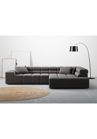 Ecksofa »Ancona incl. Kopfteilverstellung, Zierkissen Breite 319cm, L-Form«