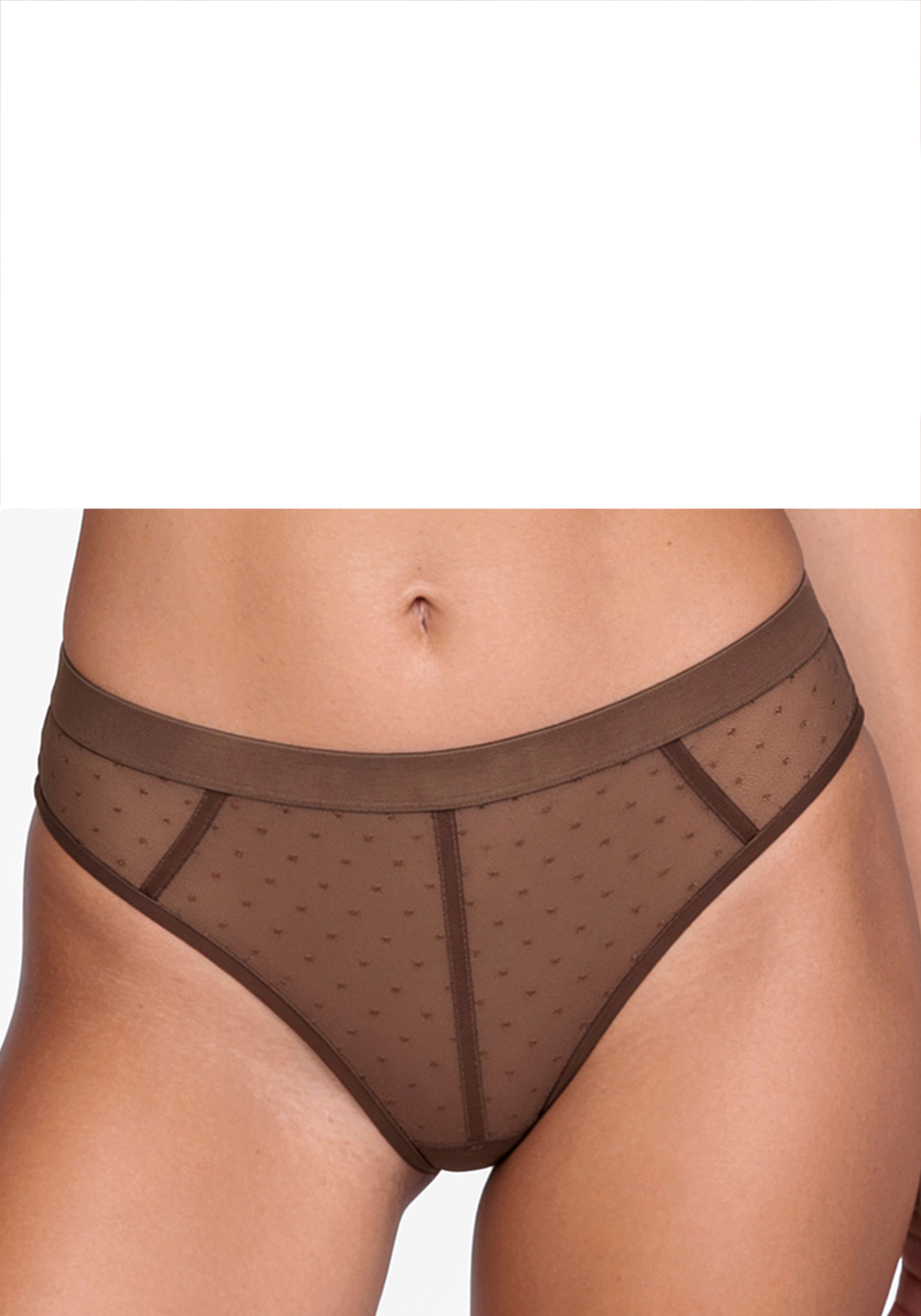 Vivance String "Ava" aus transparentem Mesh in Pünktchen-Optik, transparente Unterwäsche