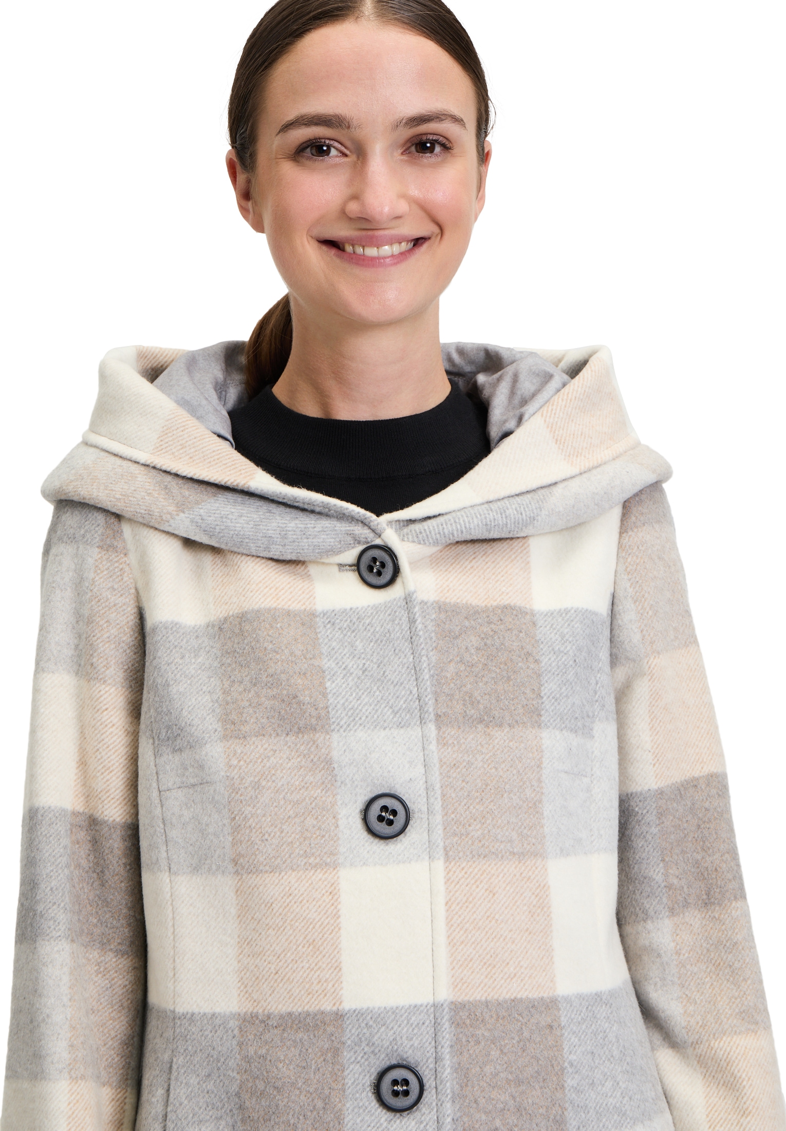 Amber & June Kurzjacke »Amber & June Damen Kurzmantel mit Kapuze«, mit Kapuze
