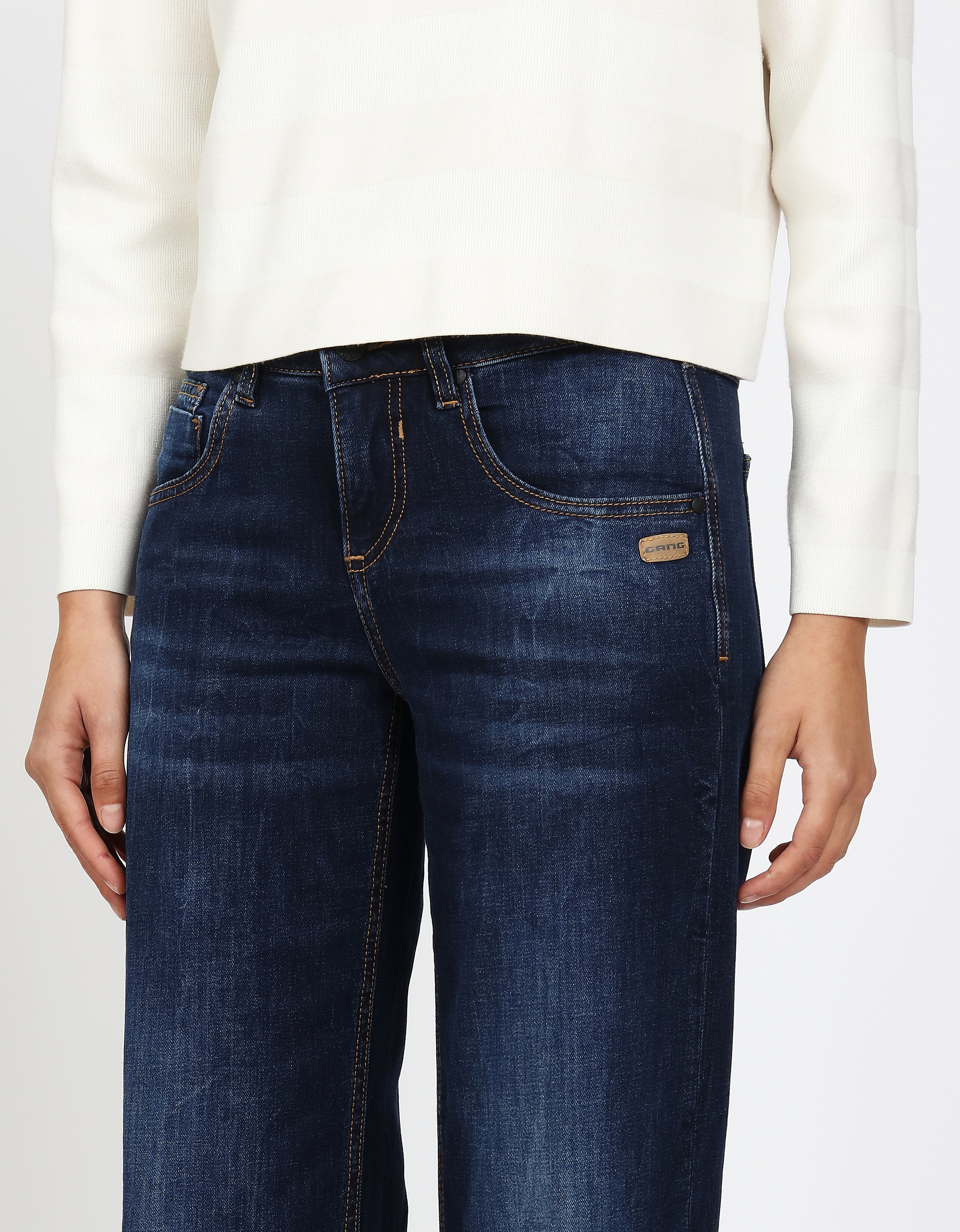 Straight-Jeans GANG "94RIVER", Damen, Gr. 31, N-Gr, blau schwarz authentic wash, Denim/Jeans, Obermaterial: 98% Baumwolle, 2% Elasthan, regular fit, Jeans Straight-Jeans, mit zusätzlicher kleiner Gesäßtasche 6