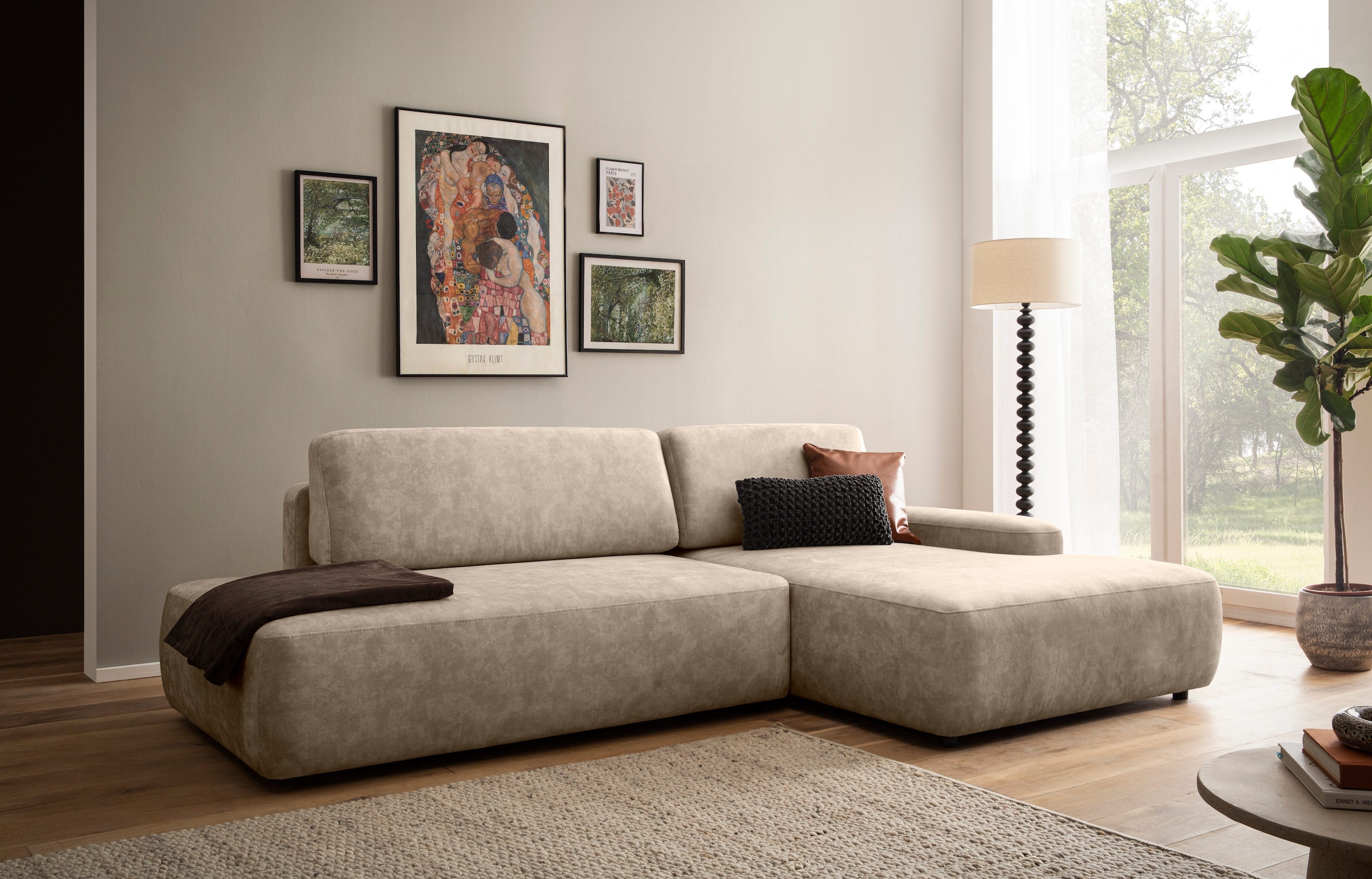 INOSIGN Ecksofa "TORGE, Schlafsofa Cord, Samtvelours u. Strukur fein, Couch günstig online kaufen