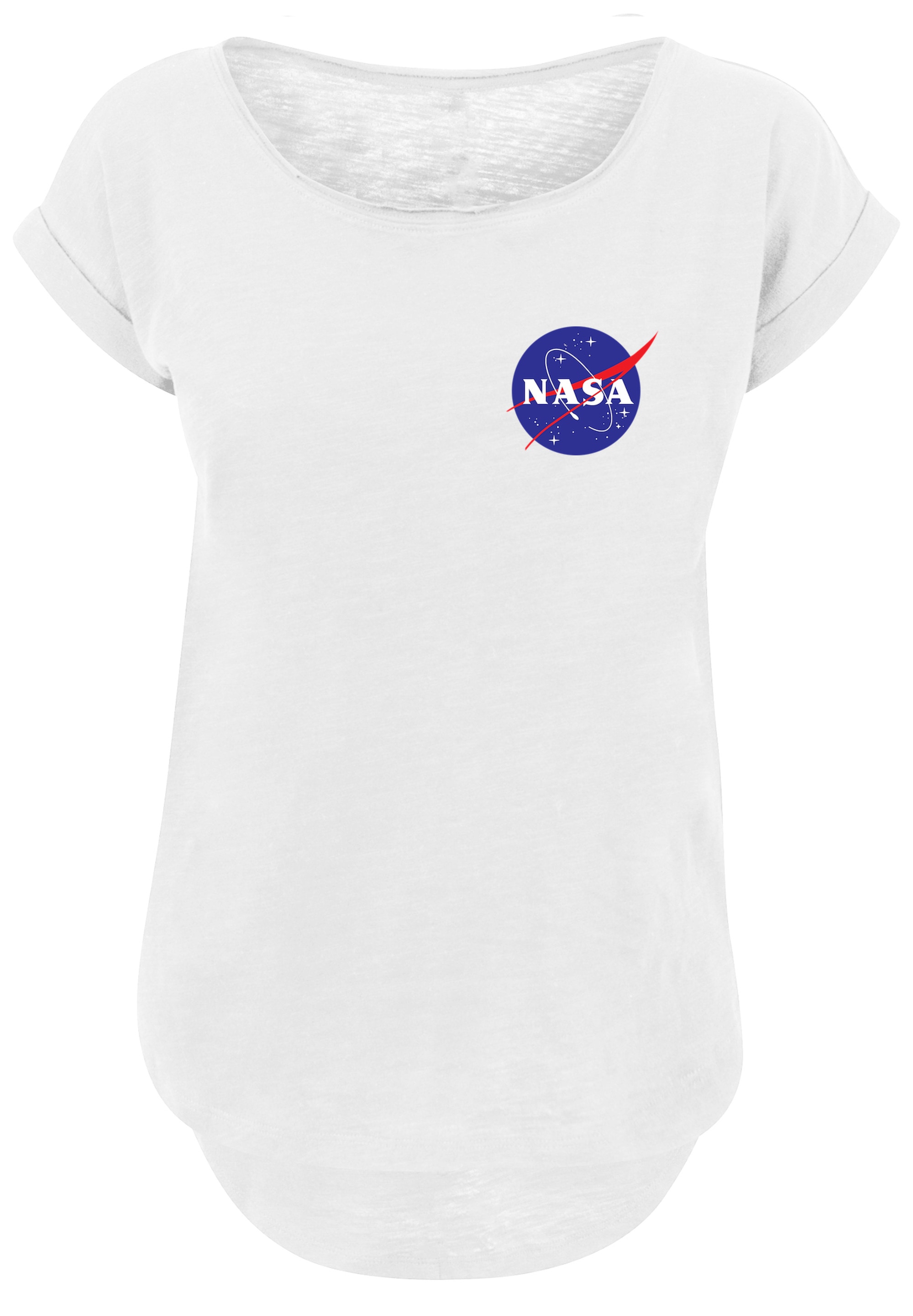 kaufen T-Shirt Insignia T-Shirt Cut BAUR Chest »Long Classic Logo online NASA | F4NT4STIC Merch,Lang,Longshirt,Bedruckt Damen,Premium White«,